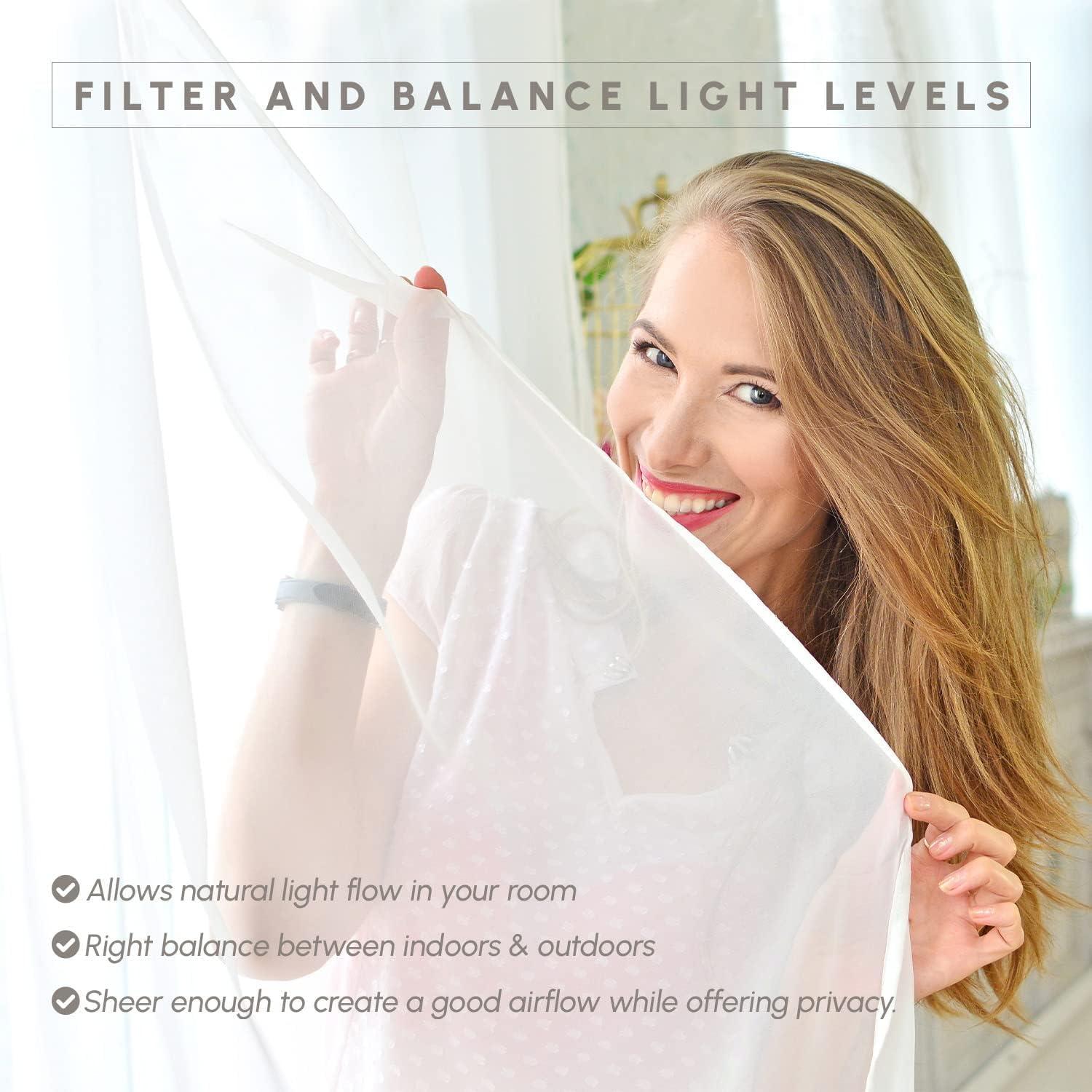 2-Piece Multipurpose Solid Colored Drapes, Sheer Window Curtains with 2 inch Rod Pocket, 60 X 84 inches, Lavender