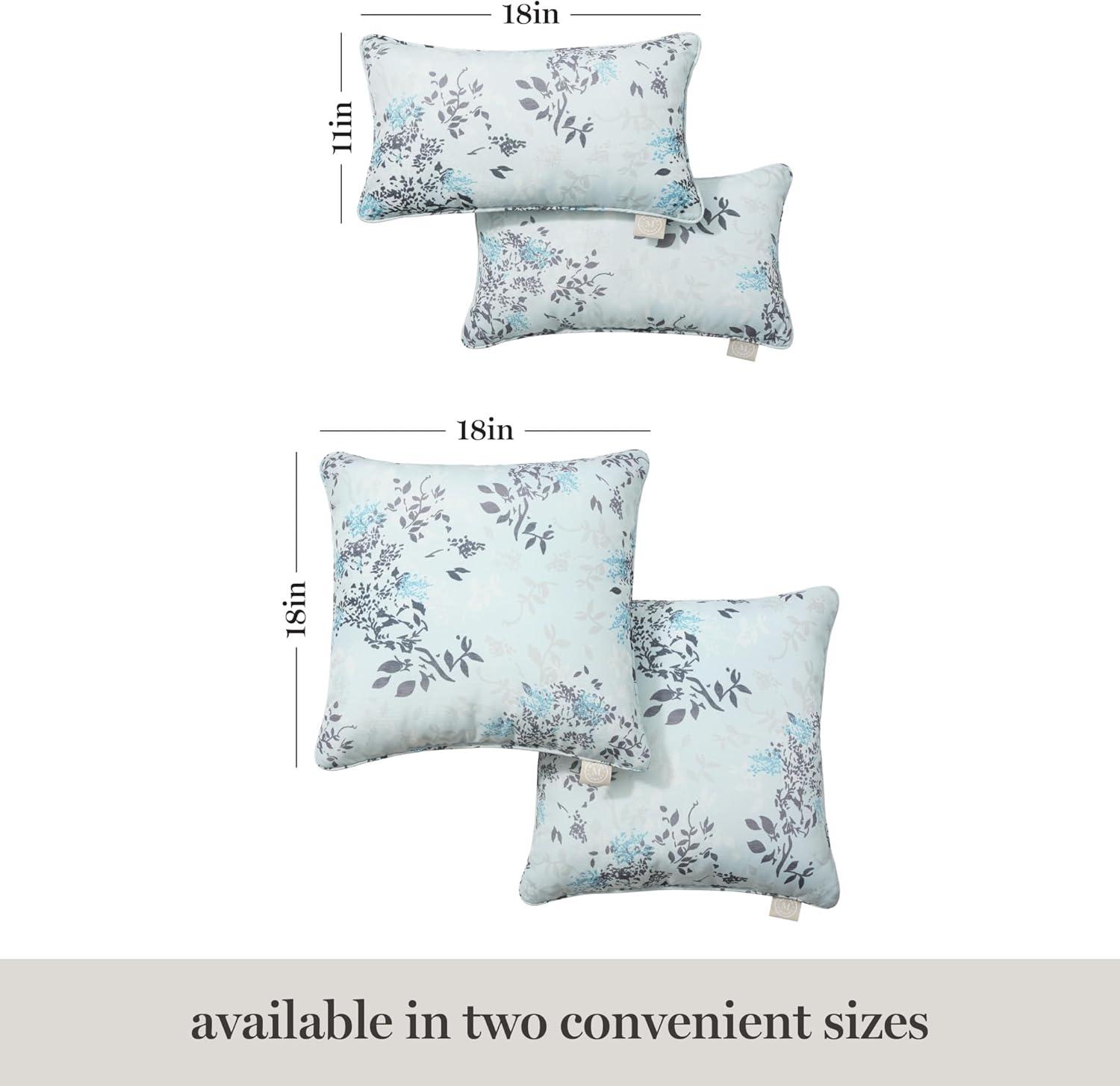 Martha Stewart MARTHA STEWART Charming Foliage Indoor Outdoor Pillow 2-Pack Set, 18" (Set of 2)
