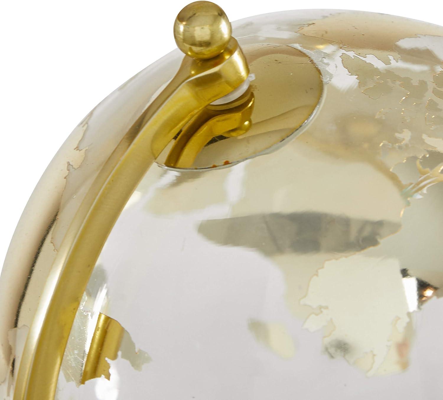 Elegant Gold Abstract Globe with Marble Stand, 8" x 13"