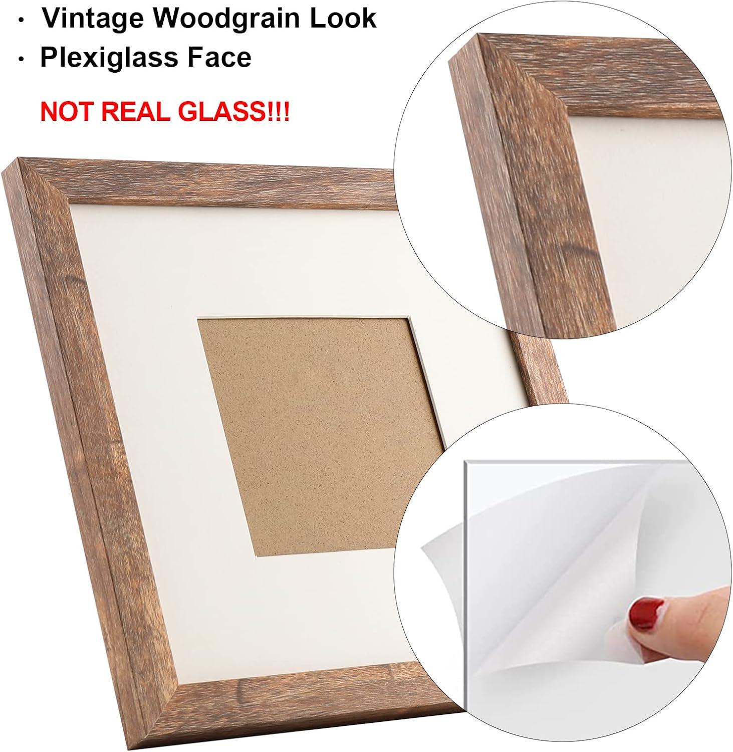 TOFOREVO Picture Frames 8x8 Set of 2 Rustic Wood Grain Photo Frame for Gallery Wall Mounting or Tabletop Display