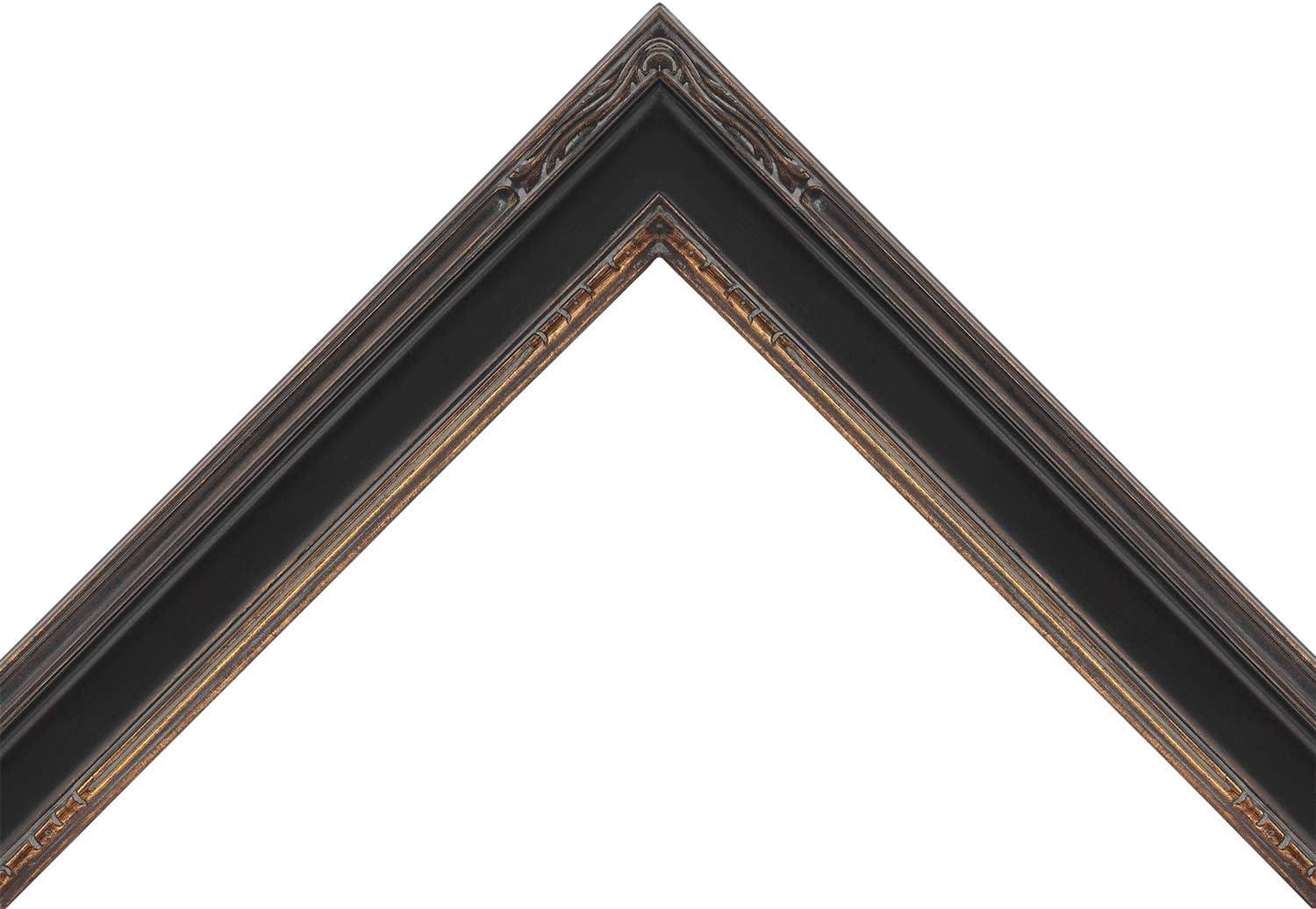 Creative Mark Plein Air Museum Collection Nouveau Picture Frame Solid Wood Composition Hand-Leafed Museum Quality Closed Corner  - Black/Gold 8x10