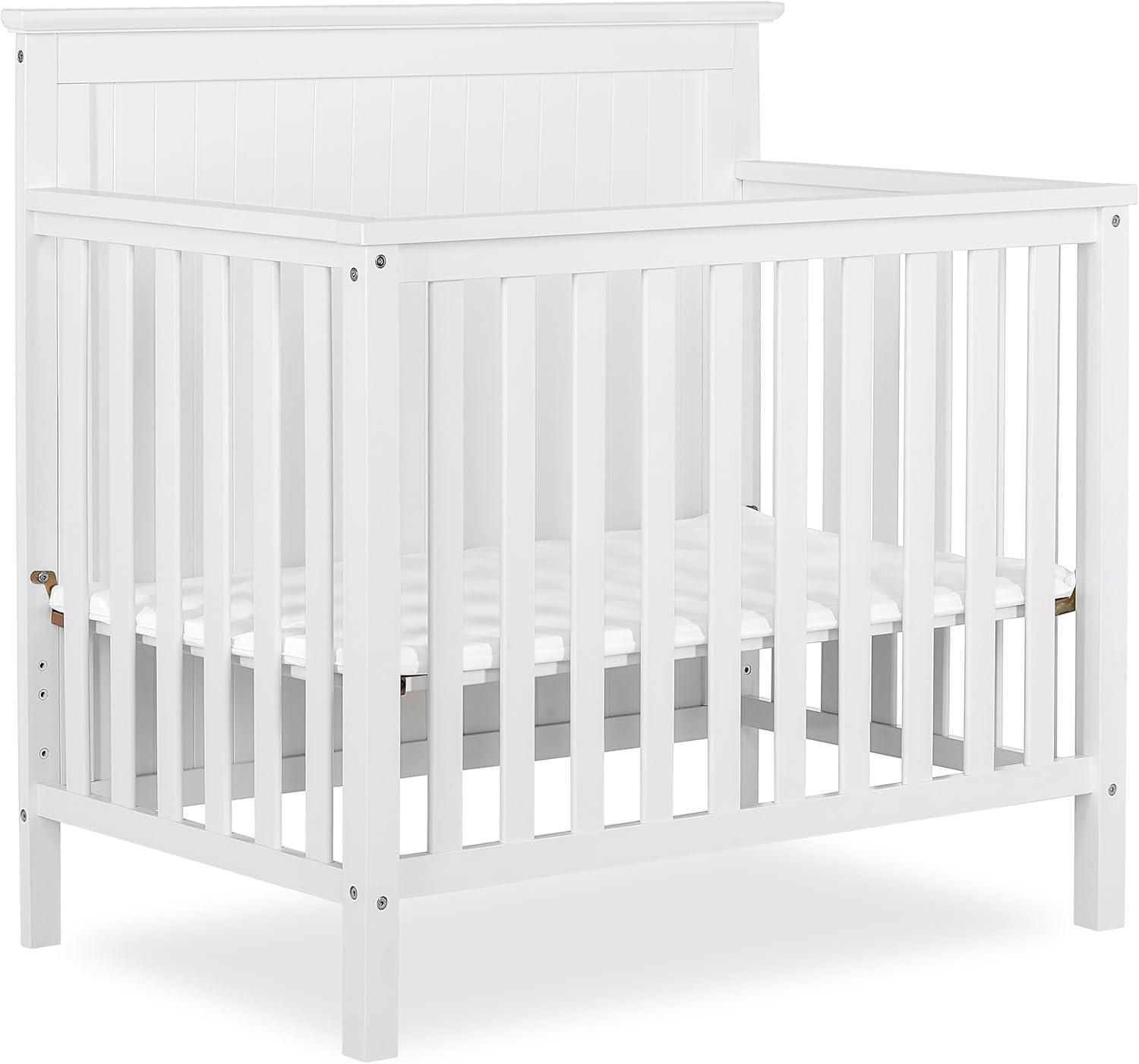 Ava White Pinewood 4-in-1 Convertible Mini Crib