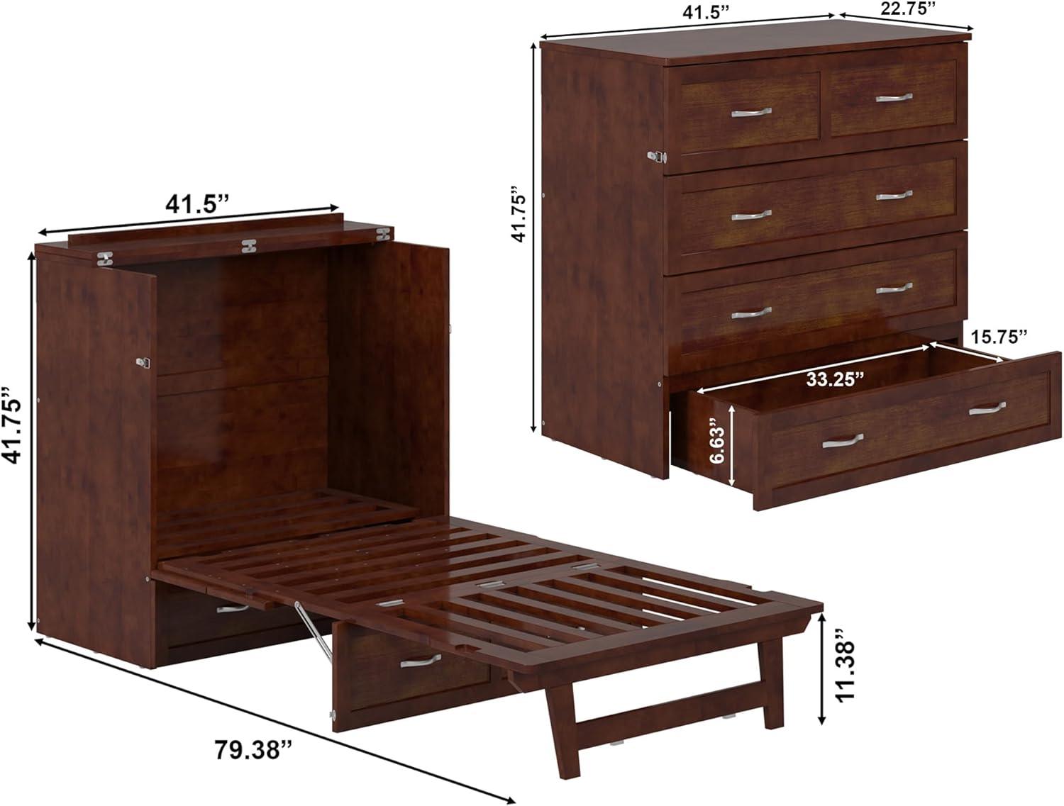 Nantucket Walnut Twin XL Murphy Bed Chest with Drawer