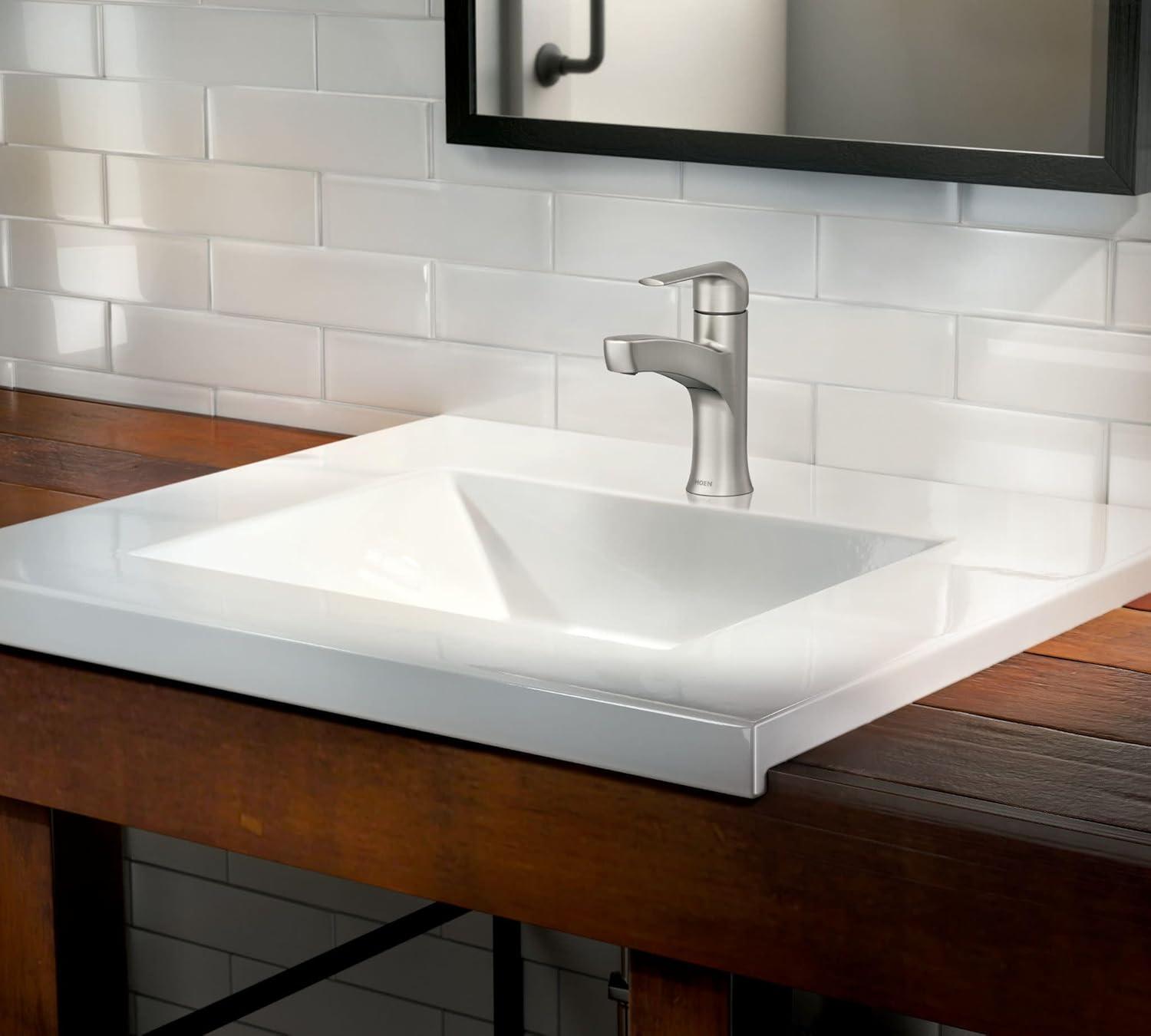 Moen Tilson Spot Resist Brushed Nickel Bathroom Faucet with Optional Deck Plate, 84565SRN