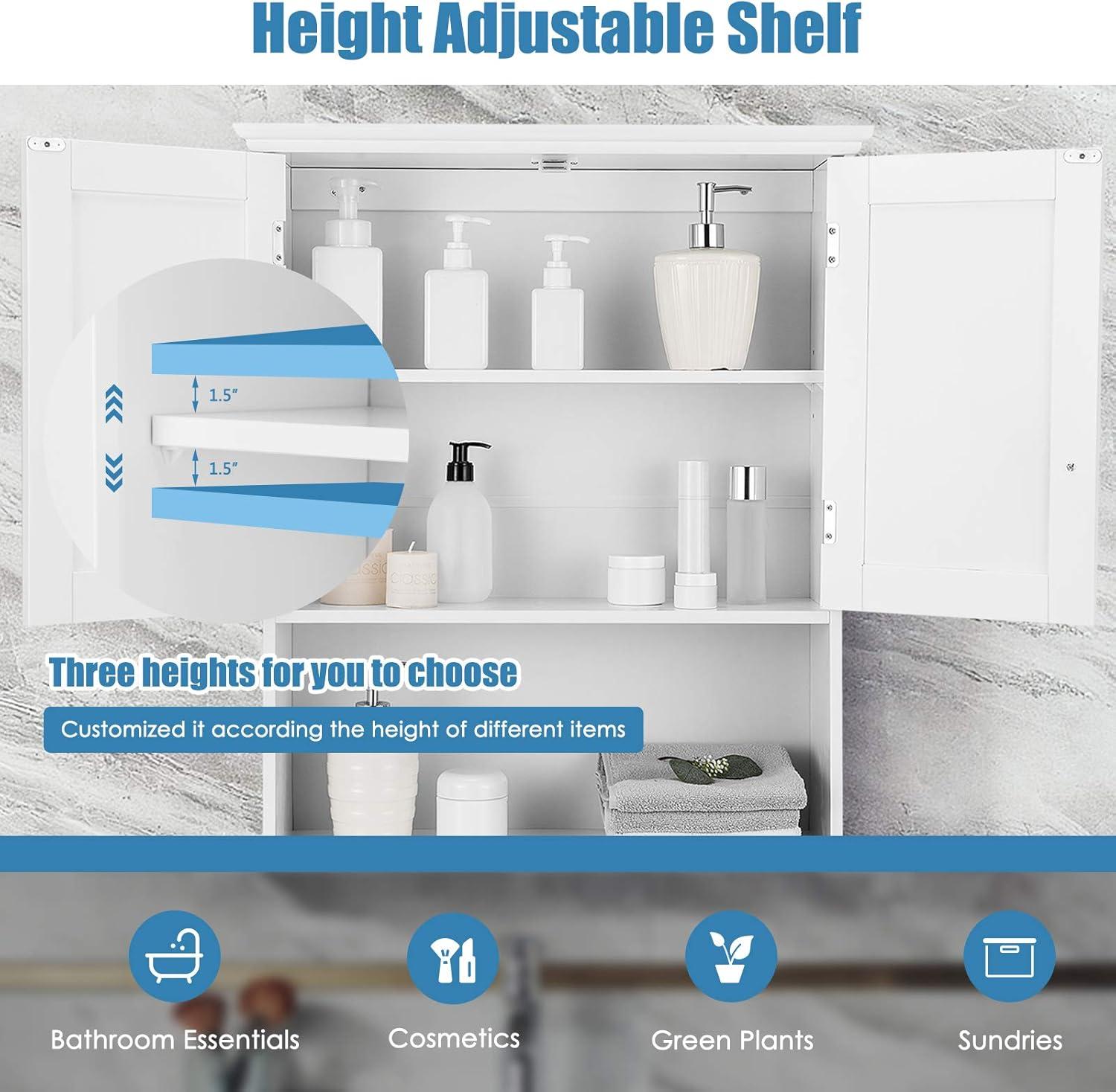 Costway Wall Mount Bathroom Cabinet Storage Organizer Medicine Cabinet White