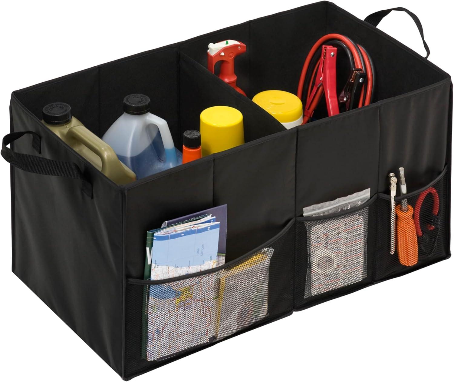 Black Collapsible Trunk Organizer with Mesh Pockets