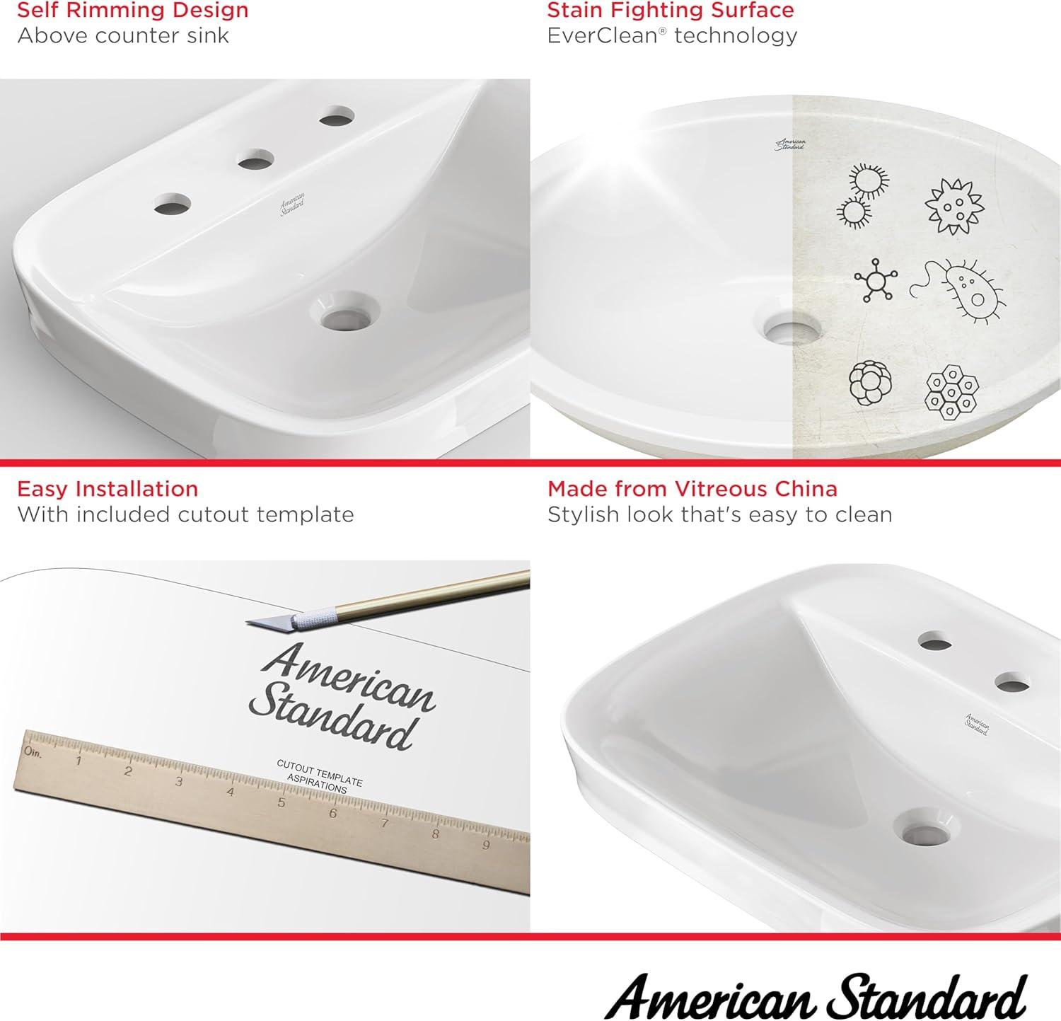 American Standard Aspirations 18'' Vitreous China Rectangular Bathroom Sink with Faucet and Overflow
