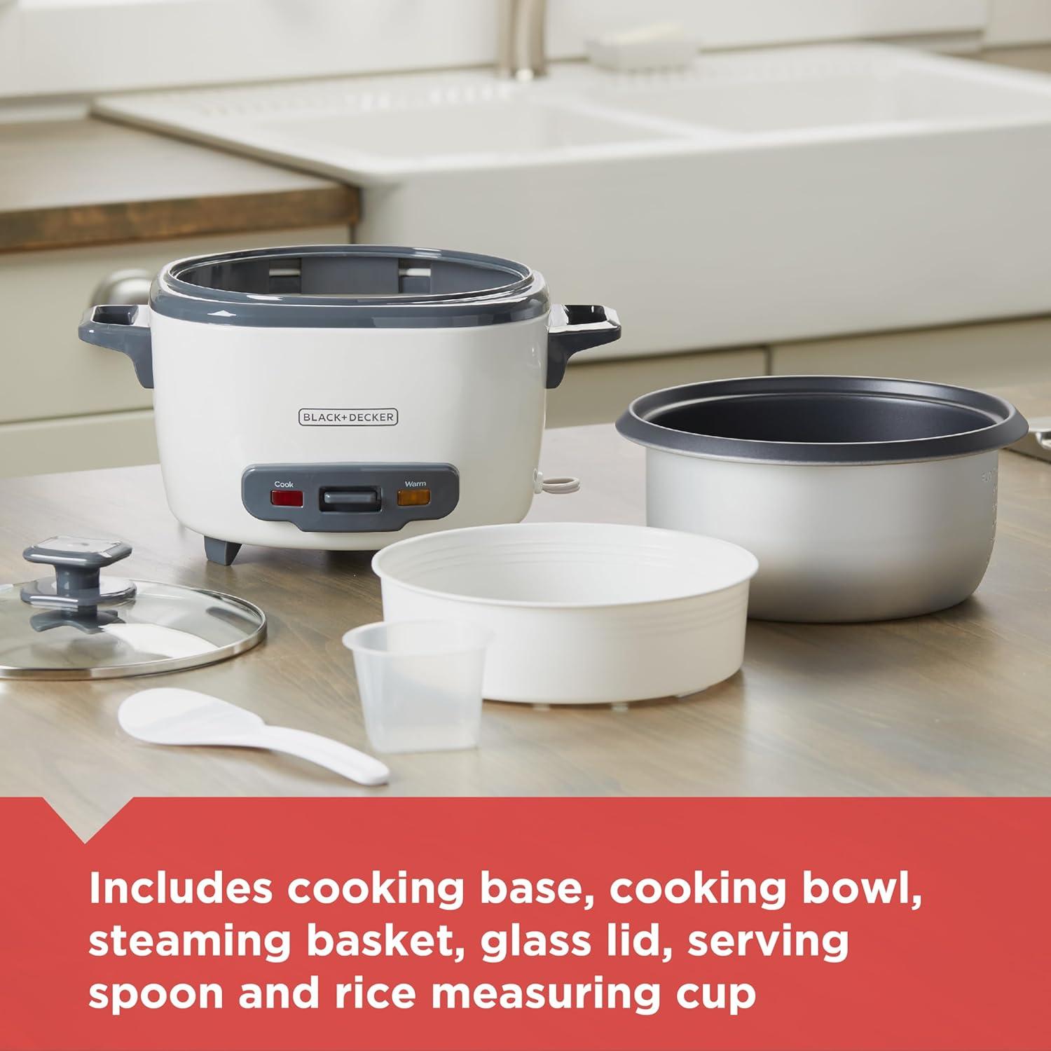 BLACK+DECKER 14-Cup Cooked/7-Cup Uncooked Rice Cooker and Food Steamer, White, RC514