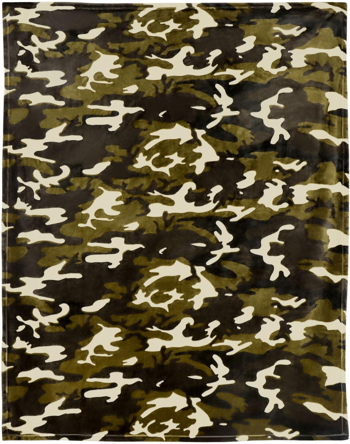 HommomH 60" x 80" Army Blanket Throw Soldier Comfort Warmth Soft Cozy Air Conditioning Easy Care Machine Wash Camouflage