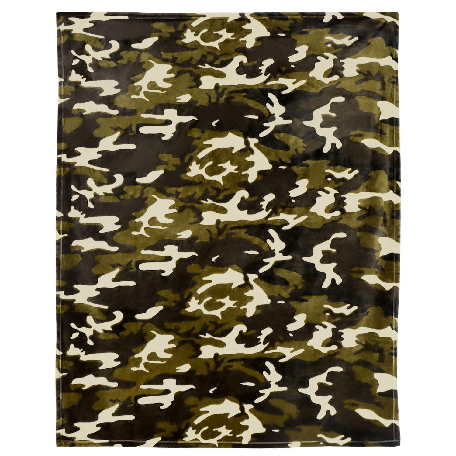 HommomH 60" x 80" Army Blanket Throw Soldier Comfort Warmth Soft Cozy Air Conditioning Easy Care Machine Wash Camouflage