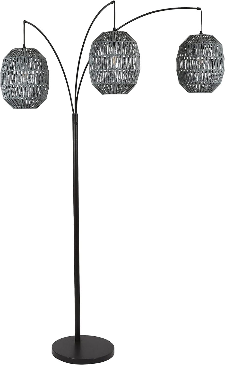 Laurette Adjustable Tri-Lantern Black Metal Floor Lamp