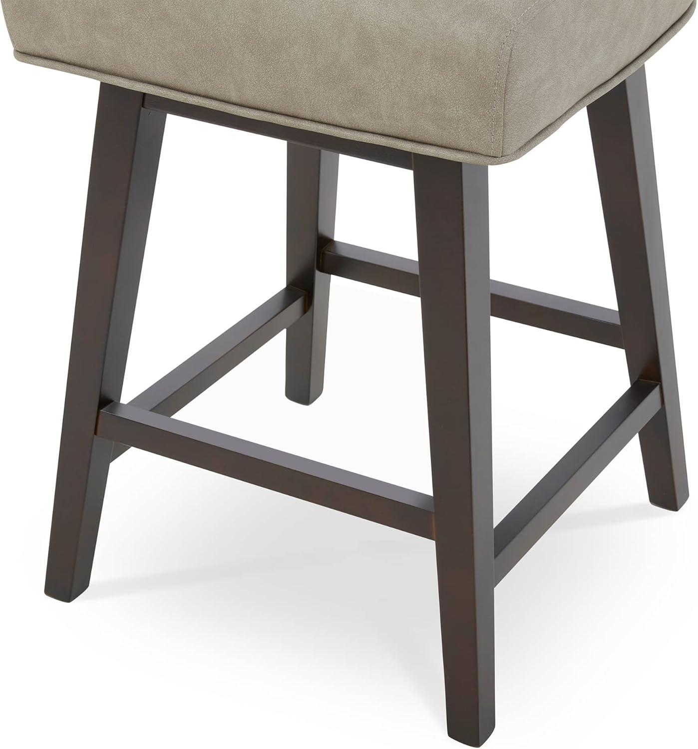 CHITA Swivel Counter Height Bar Stools with Faux Leather, 26 inch, Stone Gray