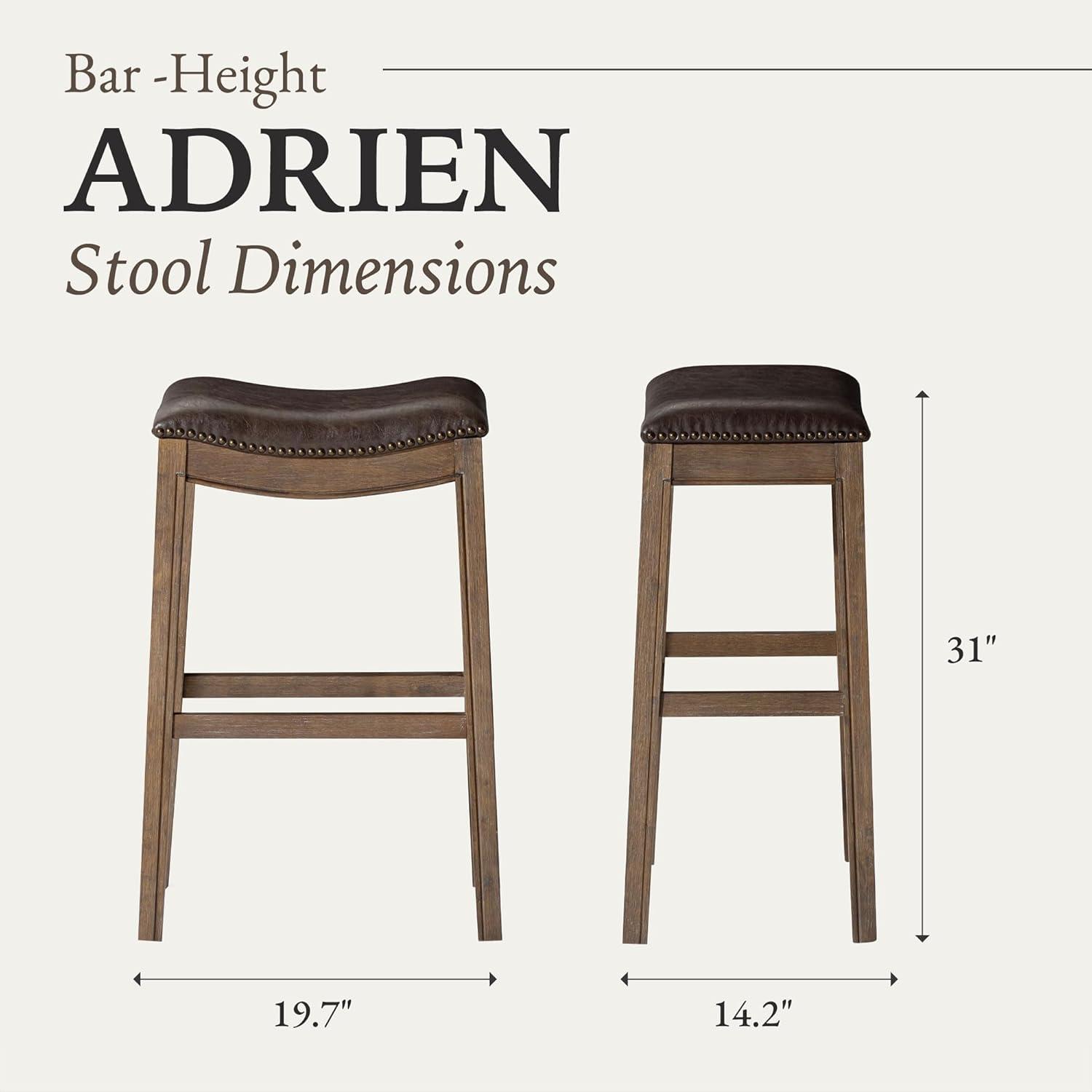 Maven Lane Adrien Saddle Barstool with Vegan Leather Upholstery