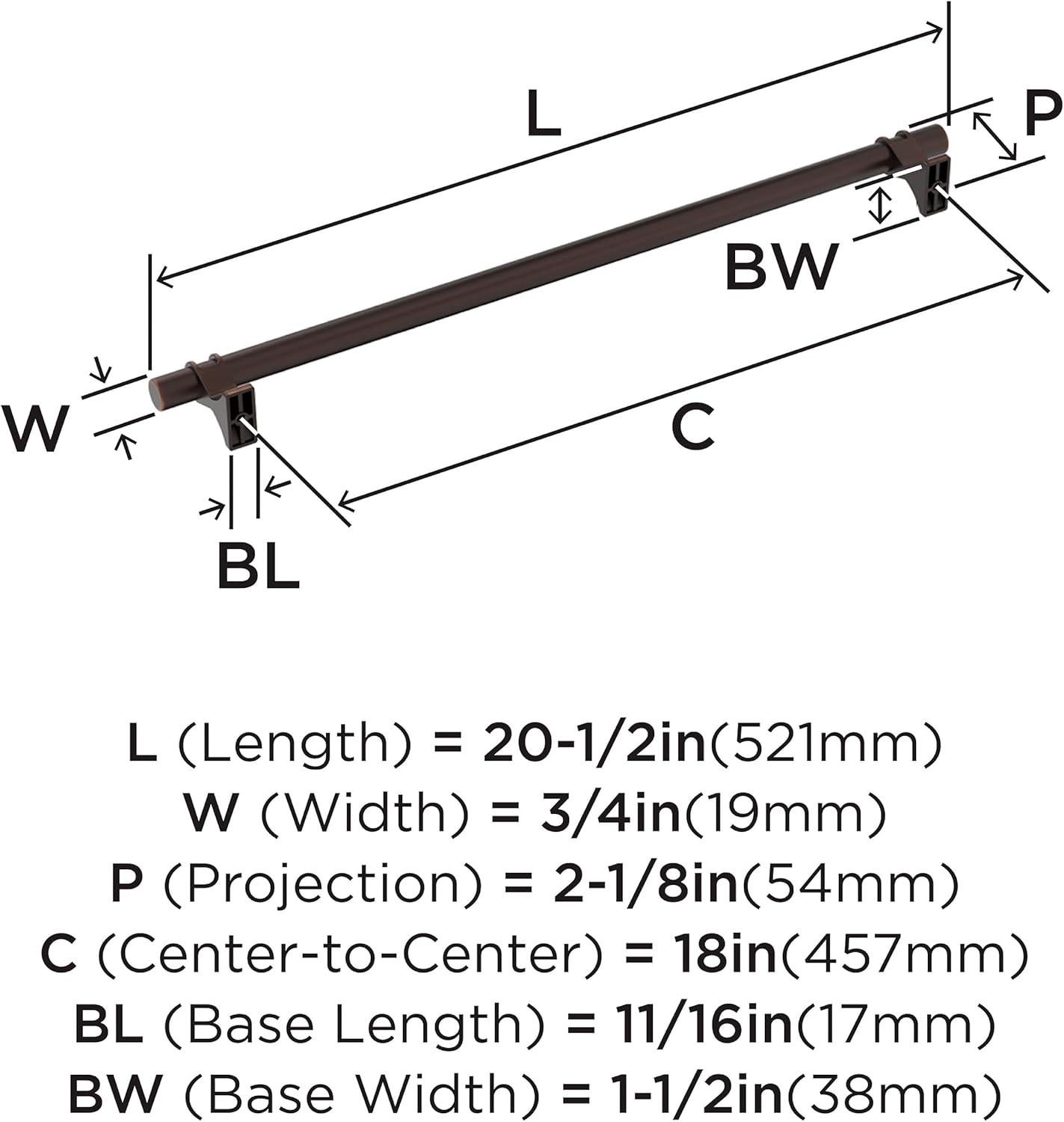 Amerock Davenport 18 inch (457mm) Center-to-Center Oil-Rubbed Bronze Appliance Pull