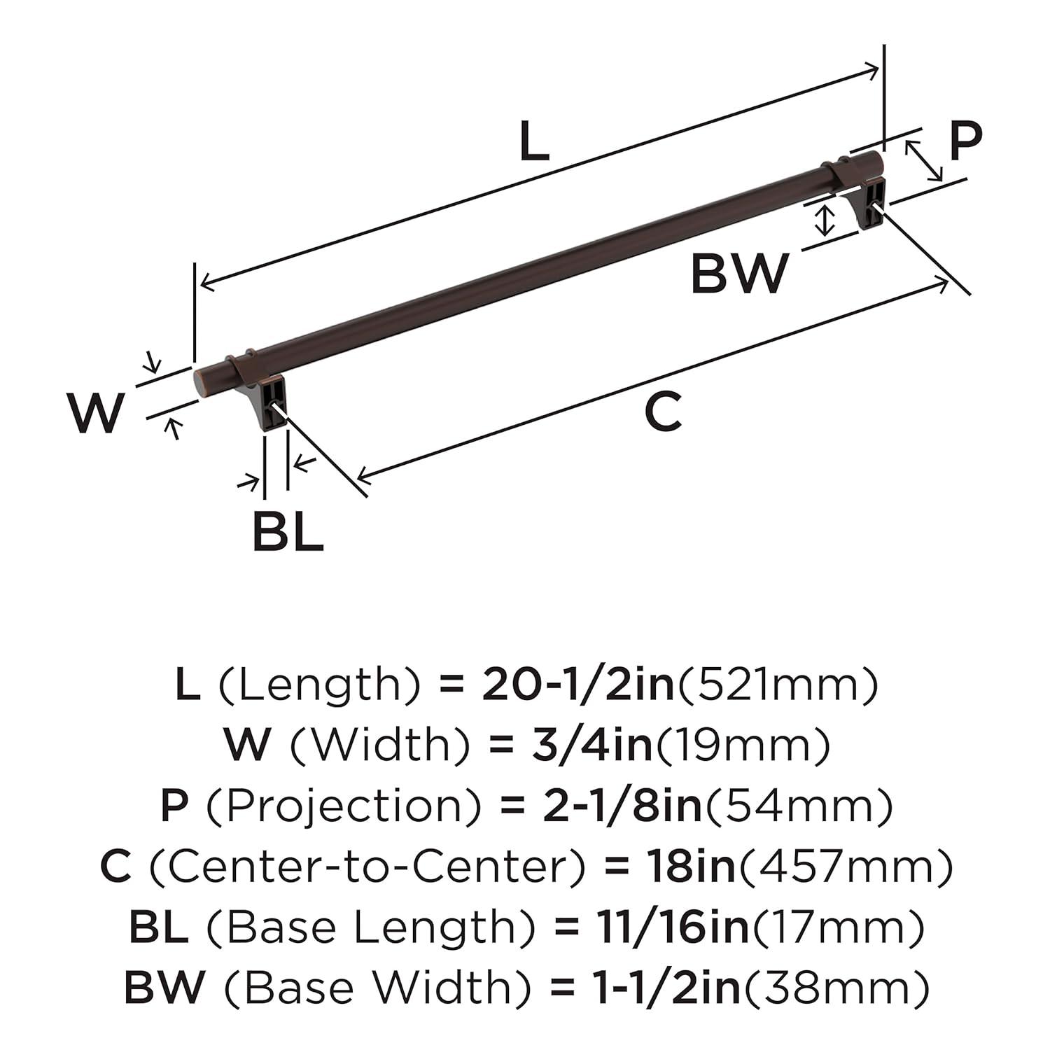 Amerock Davenport 18 inch (457mm) Center-to-Center Oil-Rubbed Bronze Appliance Pull