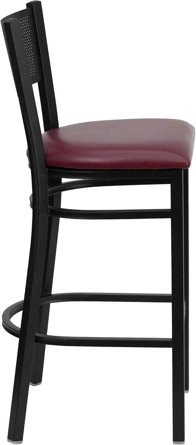 Flash Furniture Miranda Commercial Grade Grid Back Metal Restaurant Barstool with Vinyl Seat