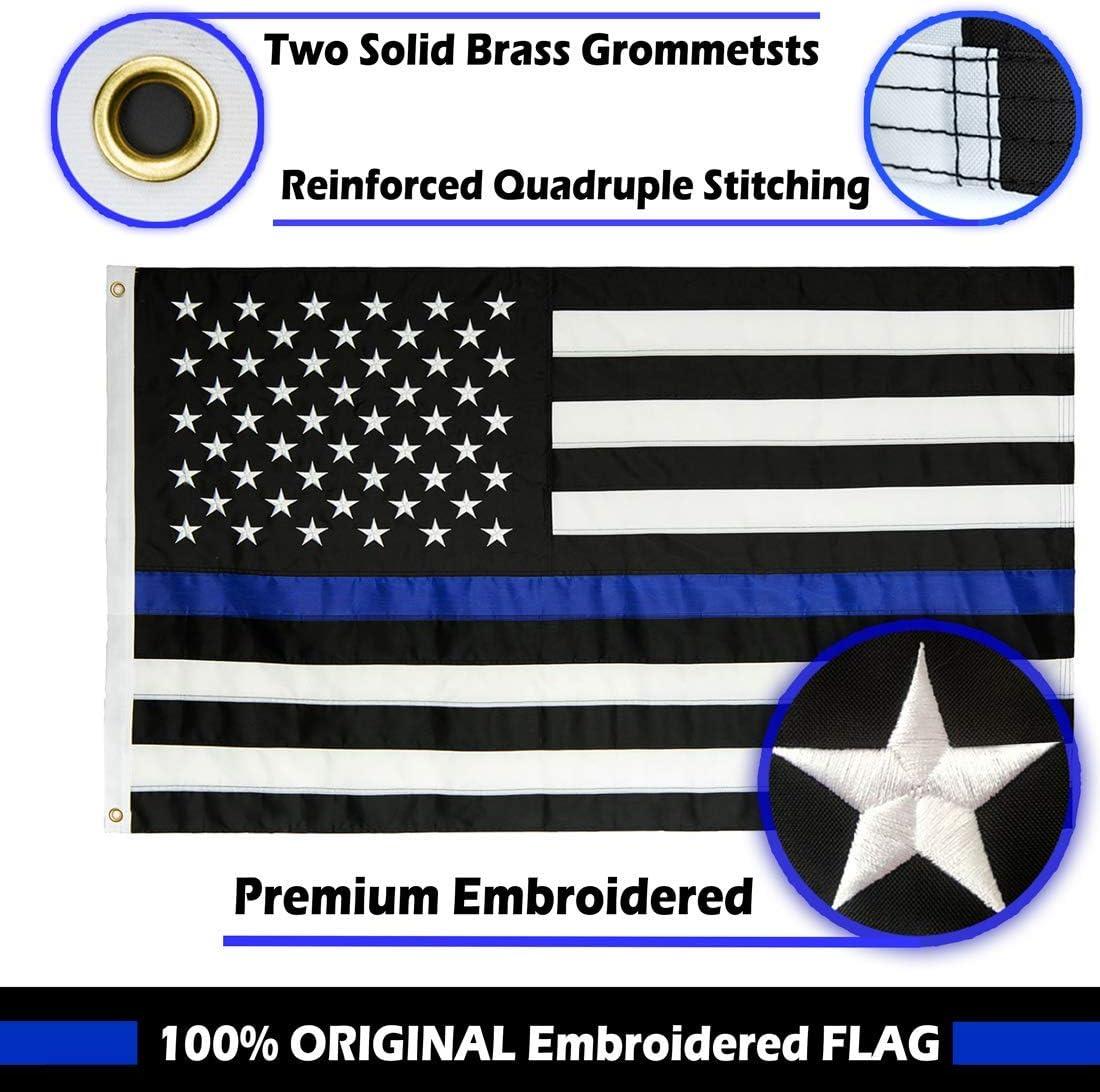 Thin Blue Line Flag United States Policeman Banner Polyester 3x5 Foot Flags Vivid Color and UV Fade Resistant Flag Outdoor Banner