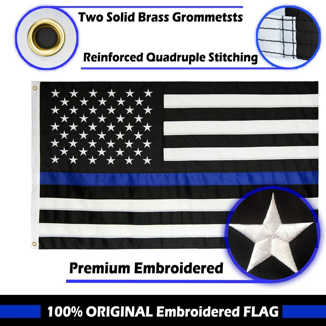 Thin Blue Line Flag United States Policeman Banner Polyester 3x5 Foot Flags Vivid Color and UV Fade Resistant Flag Outdoor Banner