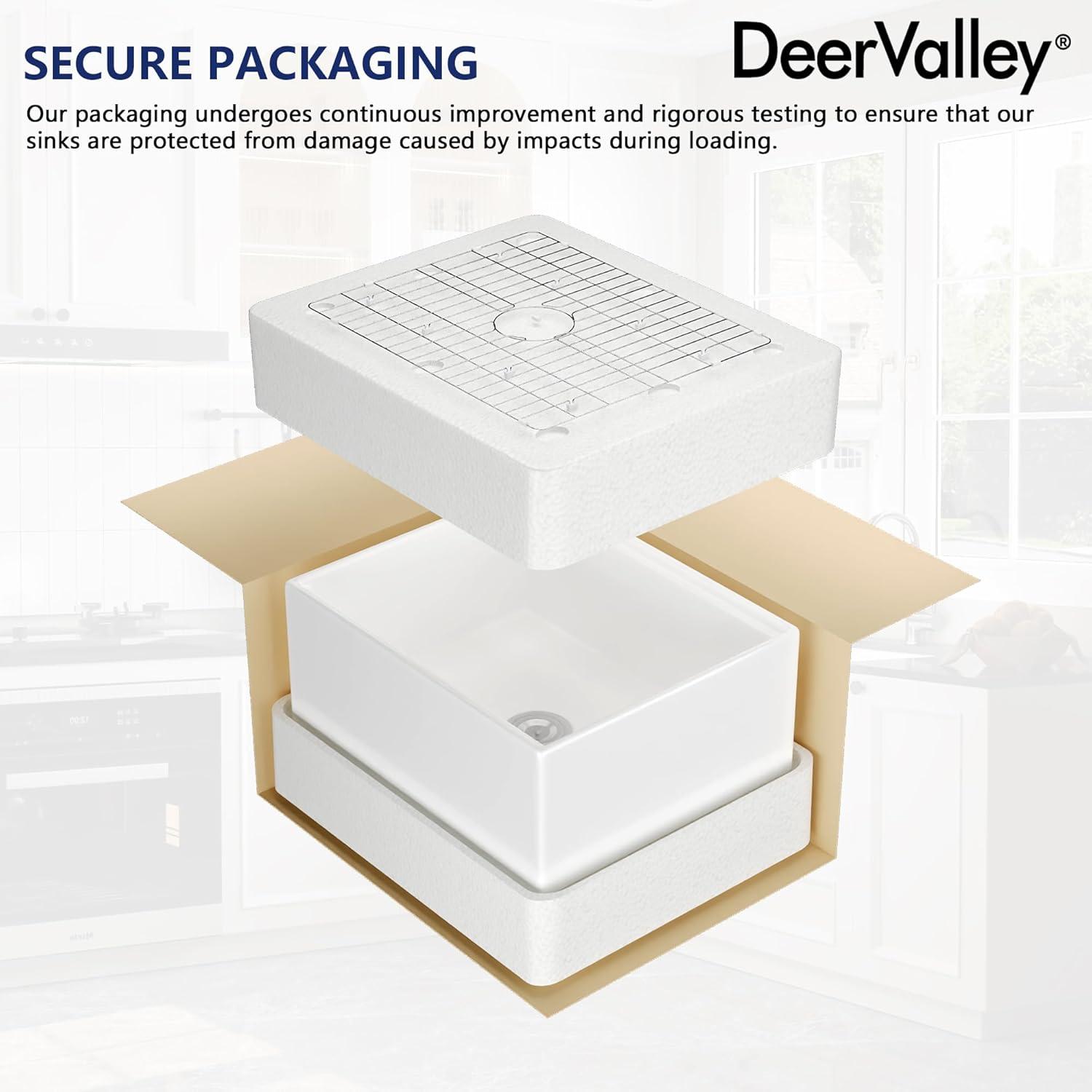 DeerValley 33" L X 20" W Single Basin Workstation Farmhouse Kitchen Sink With Sink Grid, Cutting Board And Dish-Drying Rack