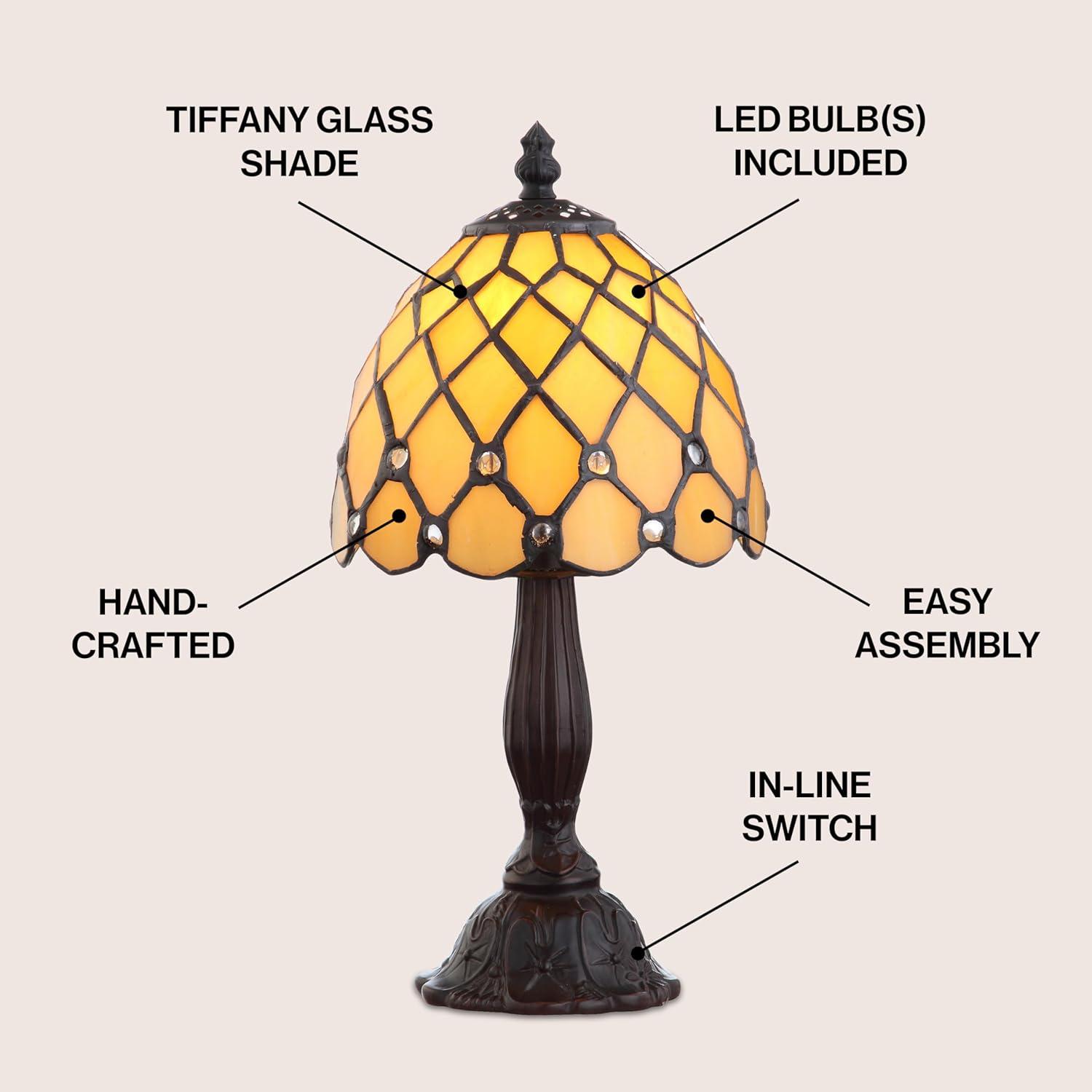 Campbell Tiffany-Style 12.5" LED Table Lamp, Bronze