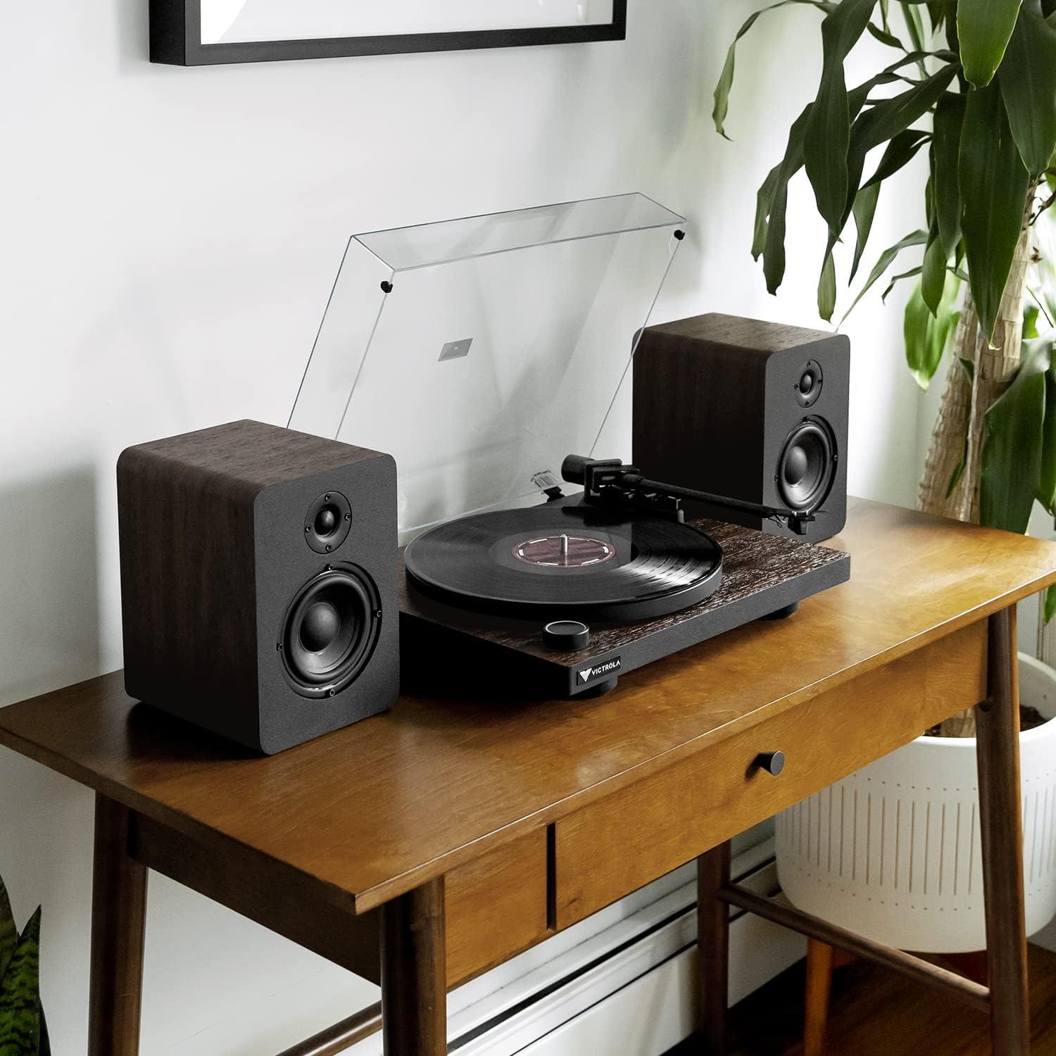 Espresso Belt Drive Turntable System with Bluetooth Speakers