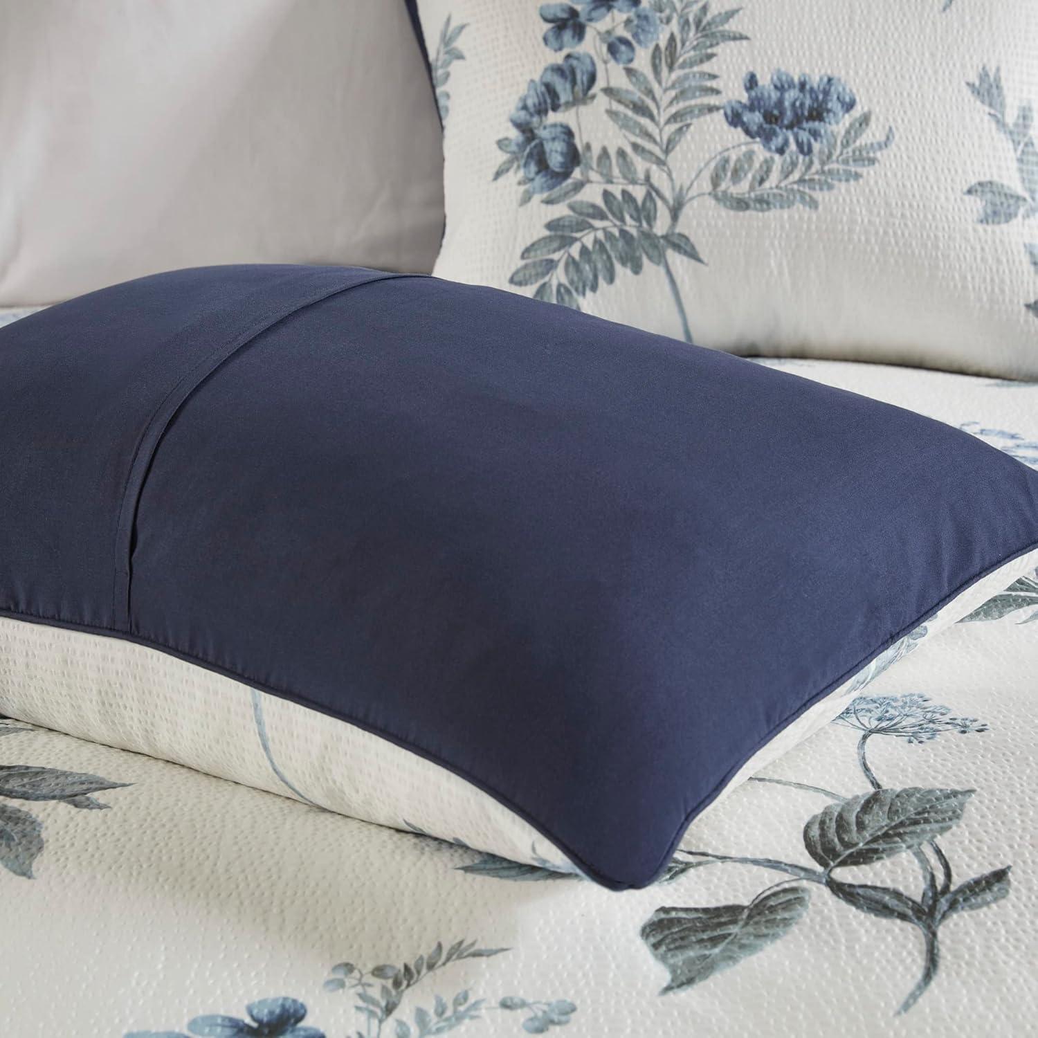 Madison Park Zennia 7 Piece Seersucker Floral Comforter Set with Throw Blanket