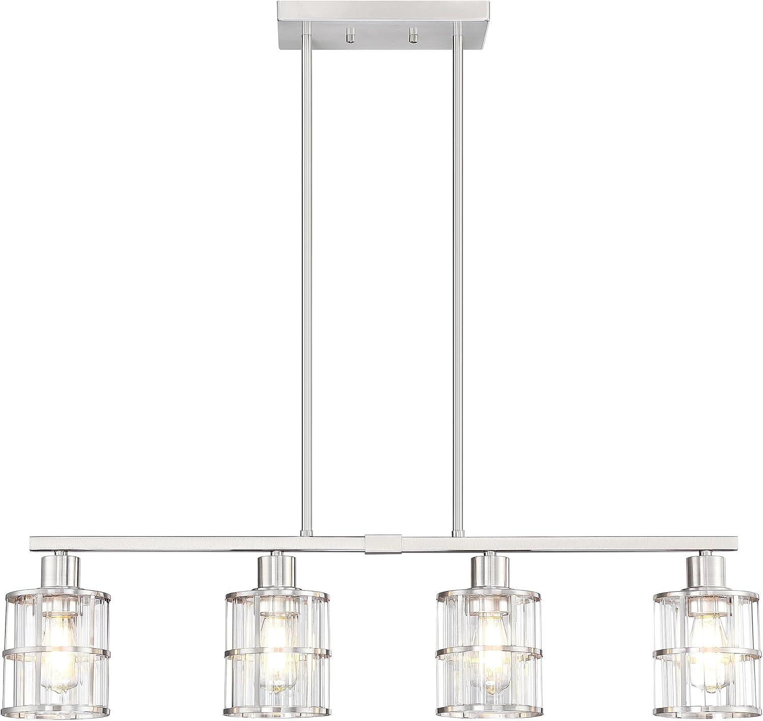 3-Light Pendant Lighting Clear Glass Pendant Lighting for Kitchen Island Brushed Nickel Hanging Light Fixture Pendant Light Dining Room Chandelier Farmhouse