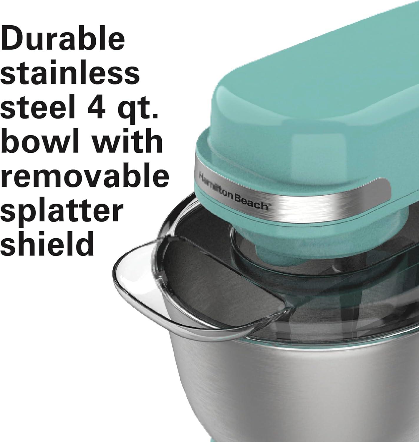 Hamilton Beach® 7-Speed 4-Quart Electric Stand Mixer with Splash Guard, Dough Hook, Flat Beater, and Whisk Attachments