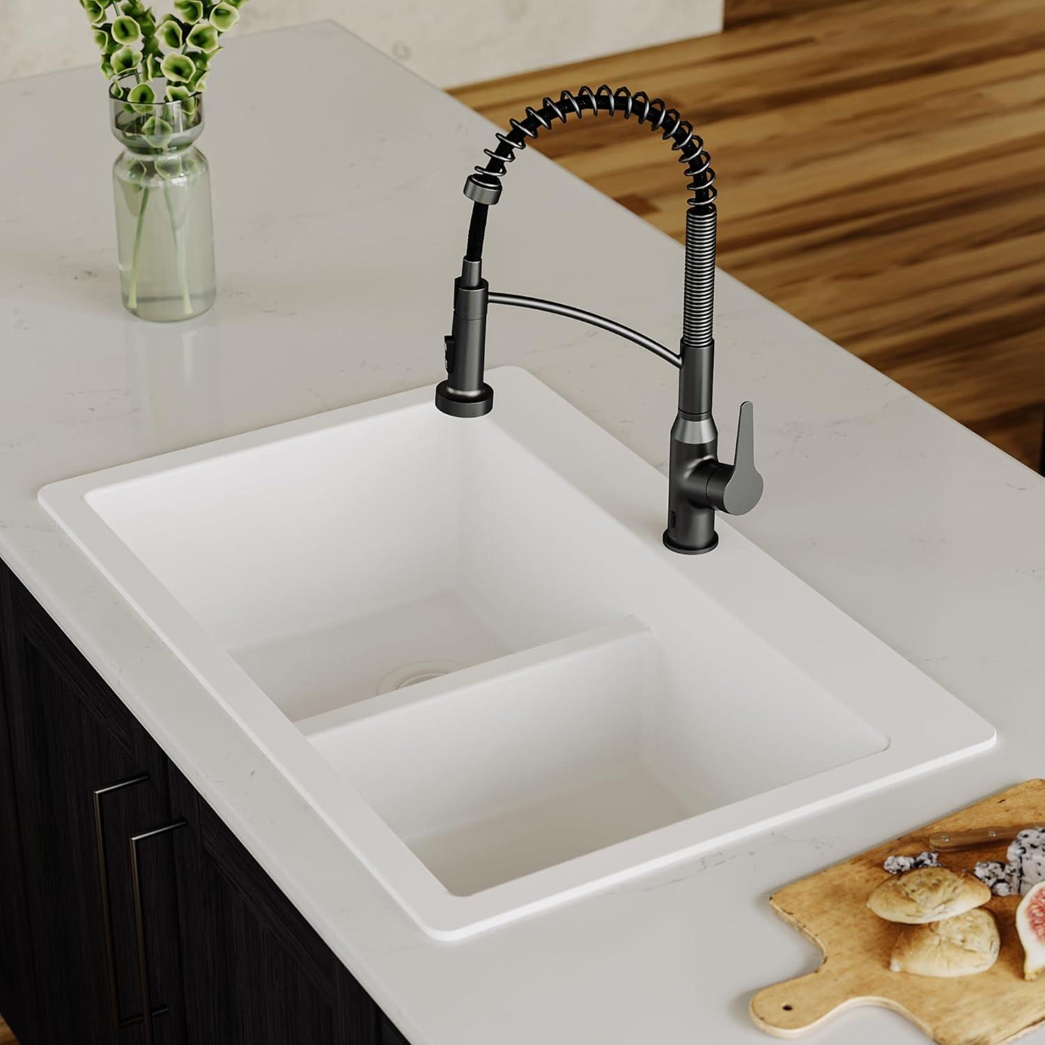 Karran Quartz 33'' X 22'' 50/50 Double Bowl Composite Drop-in Kitchen Sink