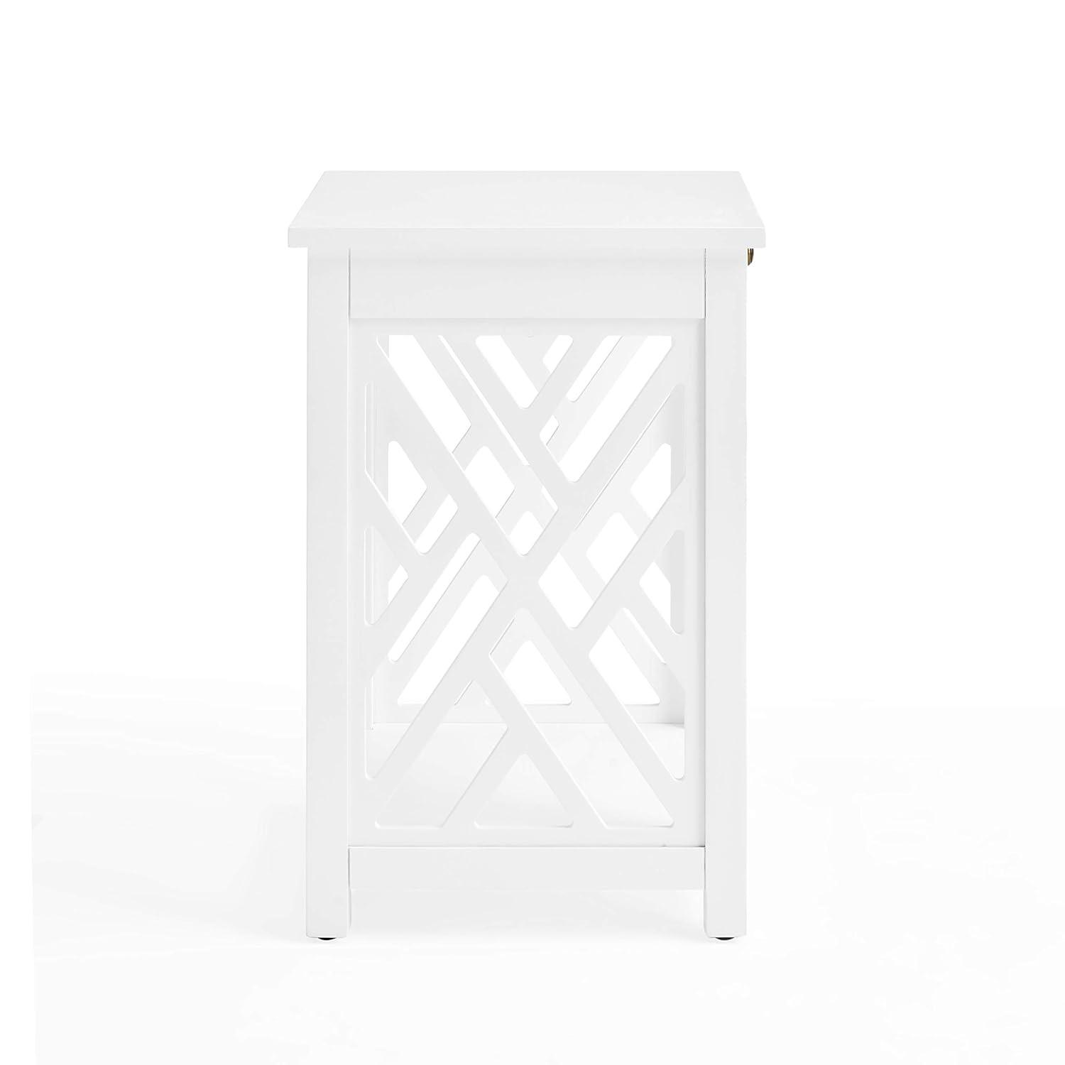 Alaterre Furniture Coventry Wood End Table with Tray and Bottom Shelf, Modern Accent Furniture, White