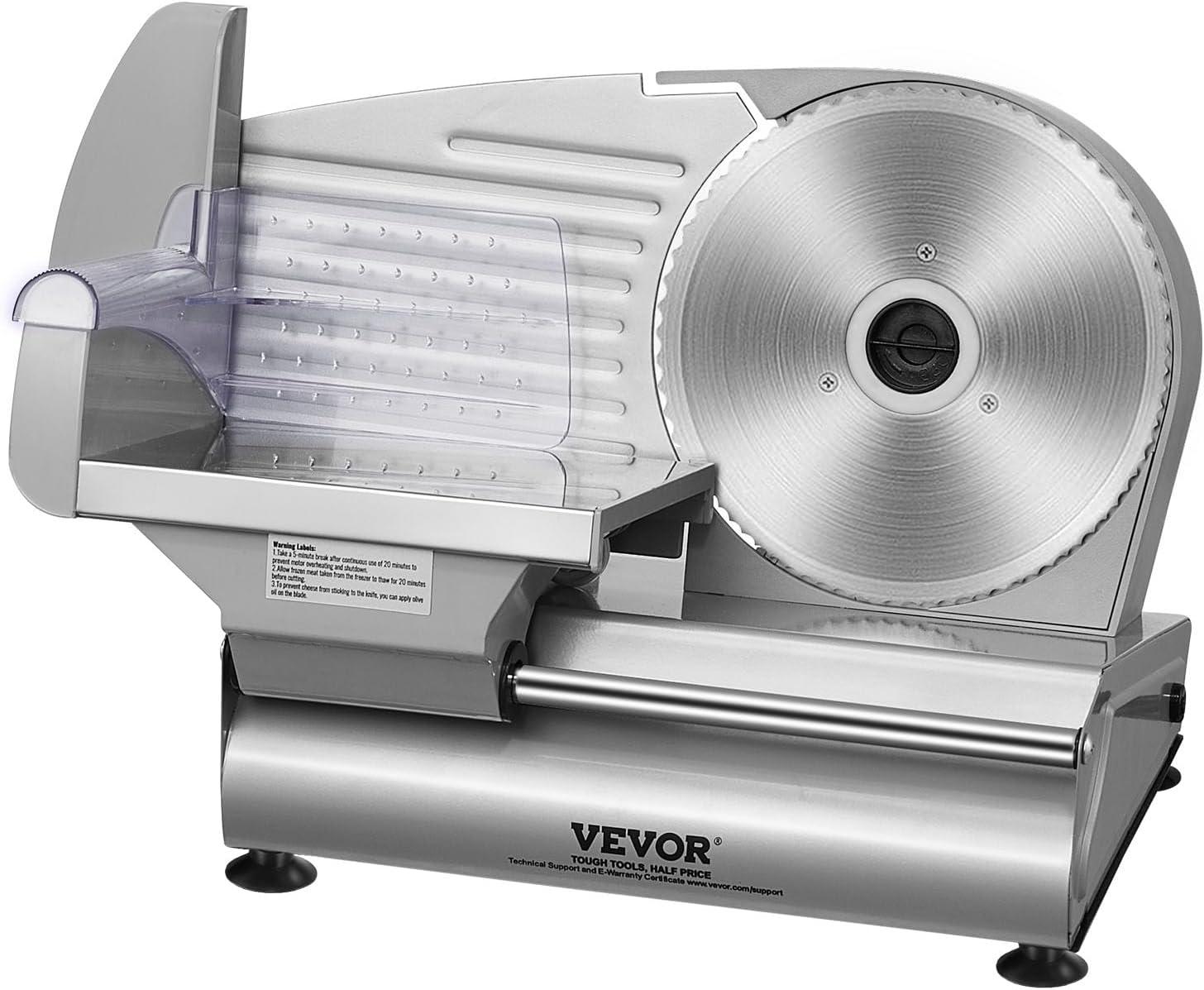 VEVOR Meat Slicer, 7.5 inch Electric Deli Food Slicer, 180W Meat Cutter with a Premium SUS420 Blade, 0-0.6 inch Adjustable Thickness, Slicer Machine