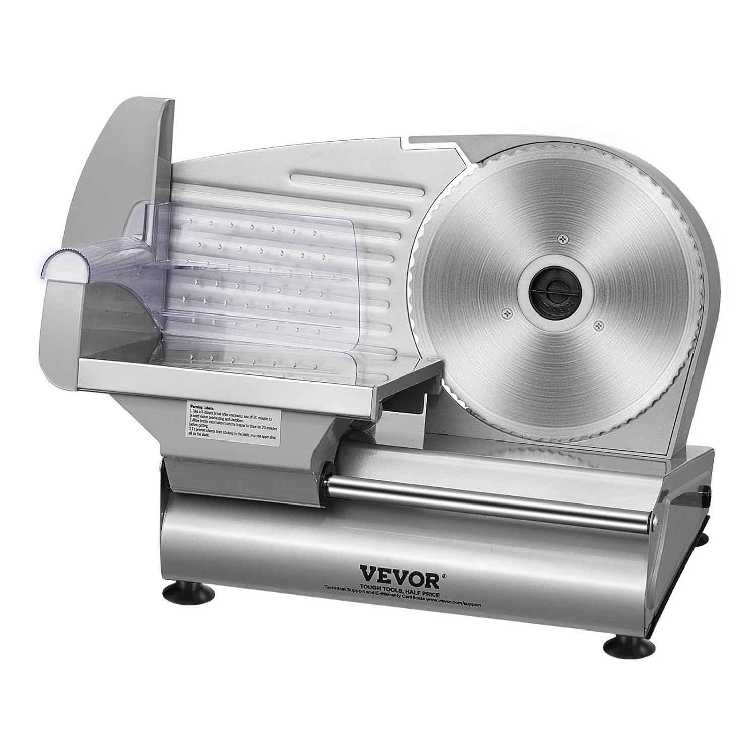 VEVOR Meat Slicer, 7.5 inch Electric Deli Food Slicer, 180W Meat Cutter with a Premium SUS420 Blade, 0-0.6 inch Adjustable Thickness, Slicer Machine