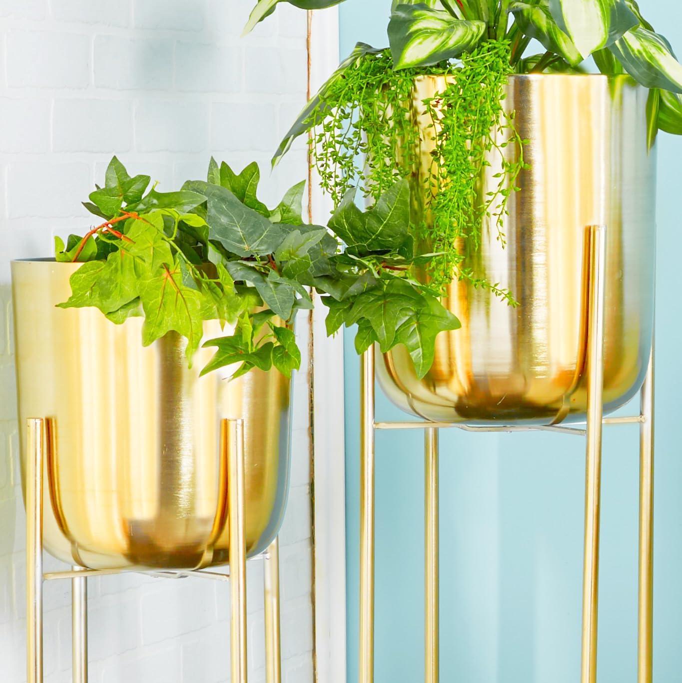 2 - Piece Tall Round Planter Metal Stand