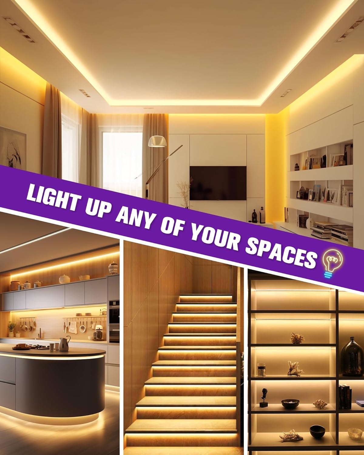 16.4ft Warm White LED Strip Light Kit with Remote