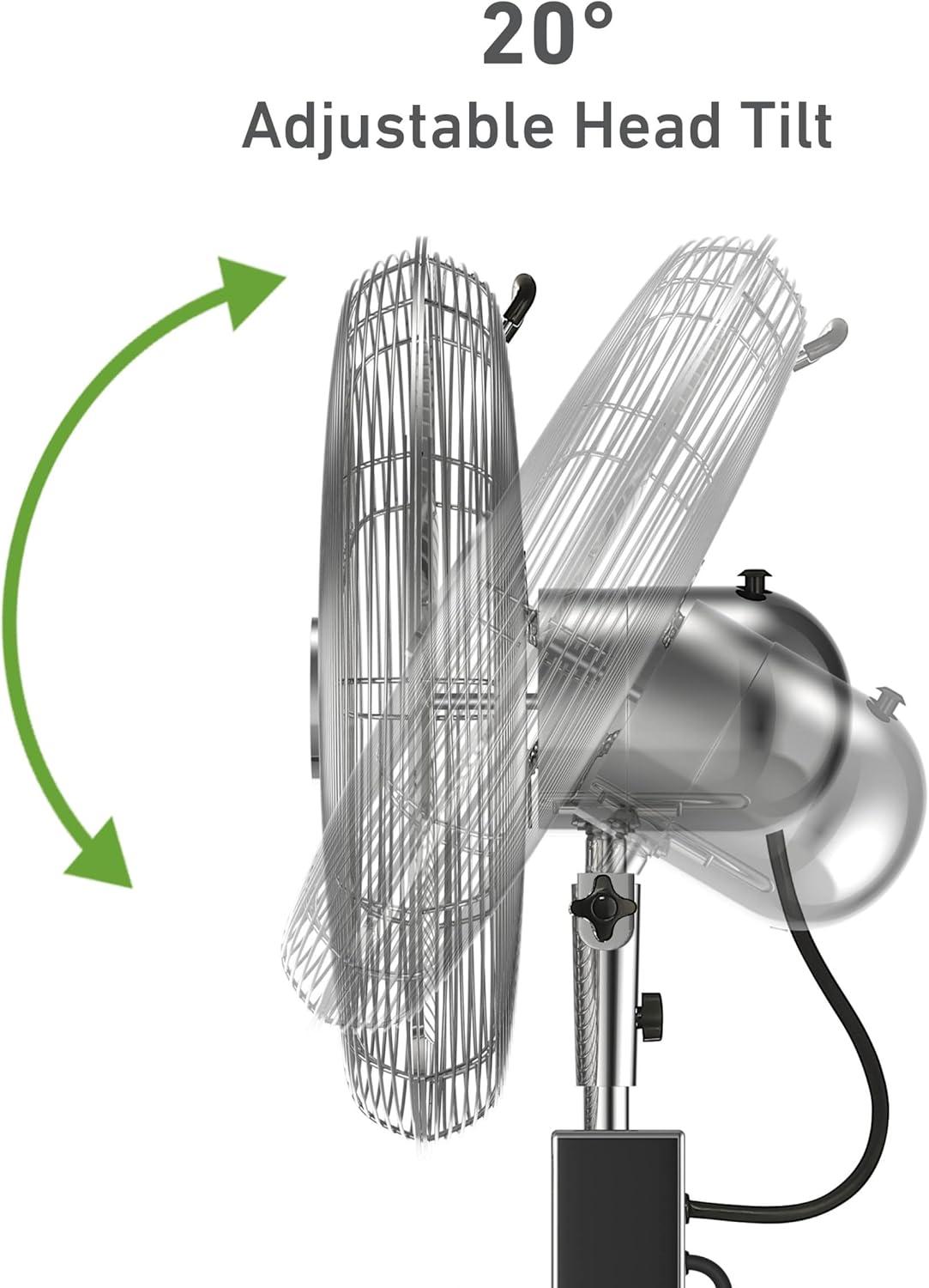 Holmes 16” Digital Oscillating Metal Stand Fan, 3 Speeds, Adjustable Height, Remote Control, Chrome