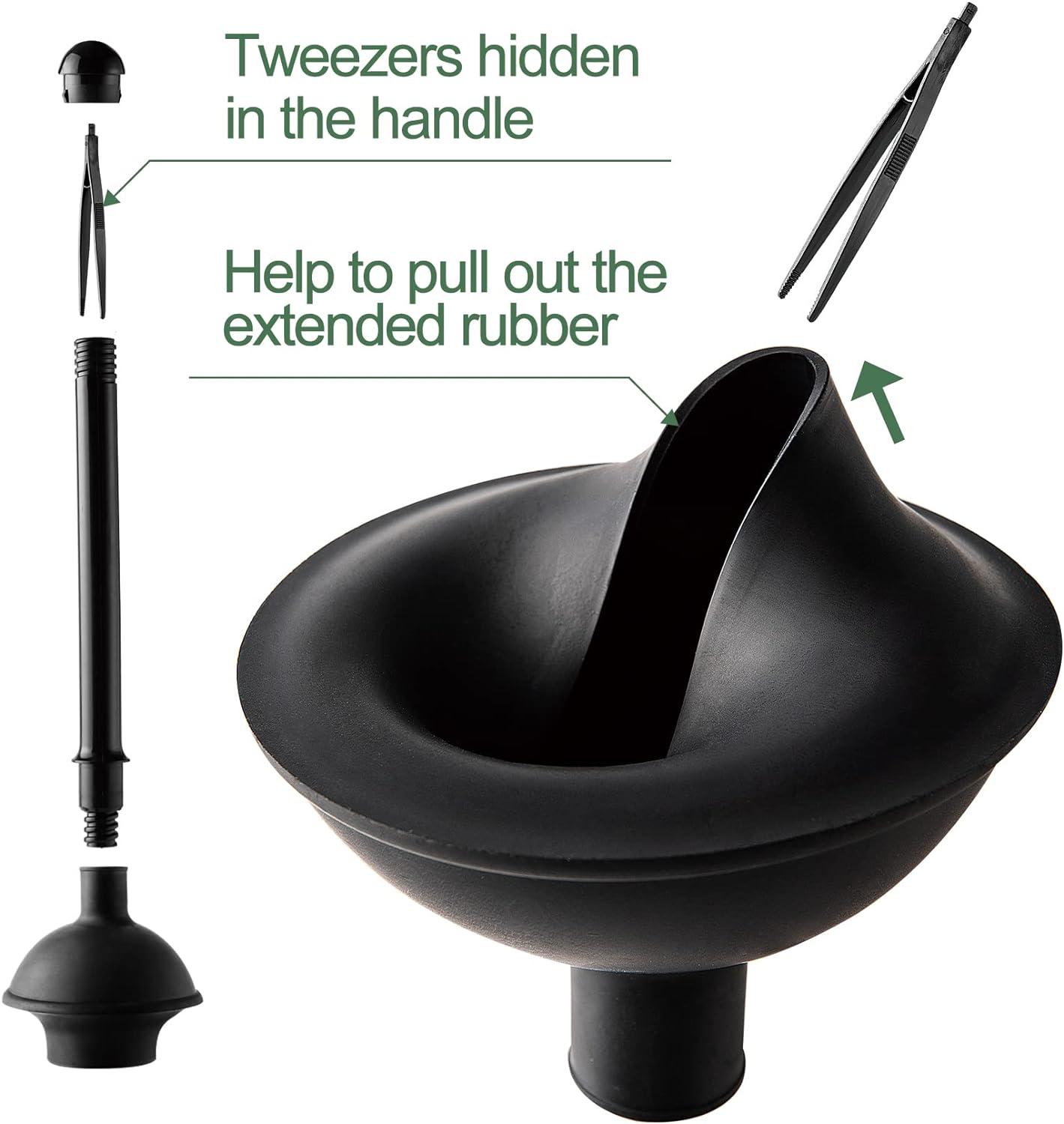 Black 2-in-1 Toilet Plunger and Brush Set with Holder