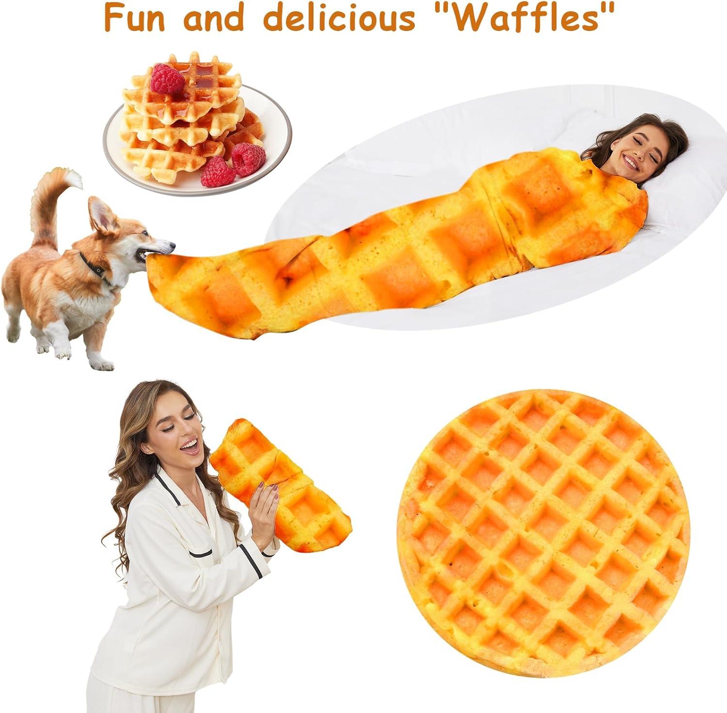 Orange Waffle Flannel Throw Blanket for Kids and Adults