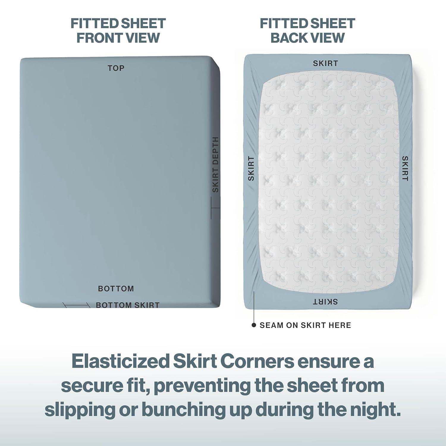 Superity Linen Queen Fitted Sheet - 100% Premium Cotton - 200 Thread Count - Blue