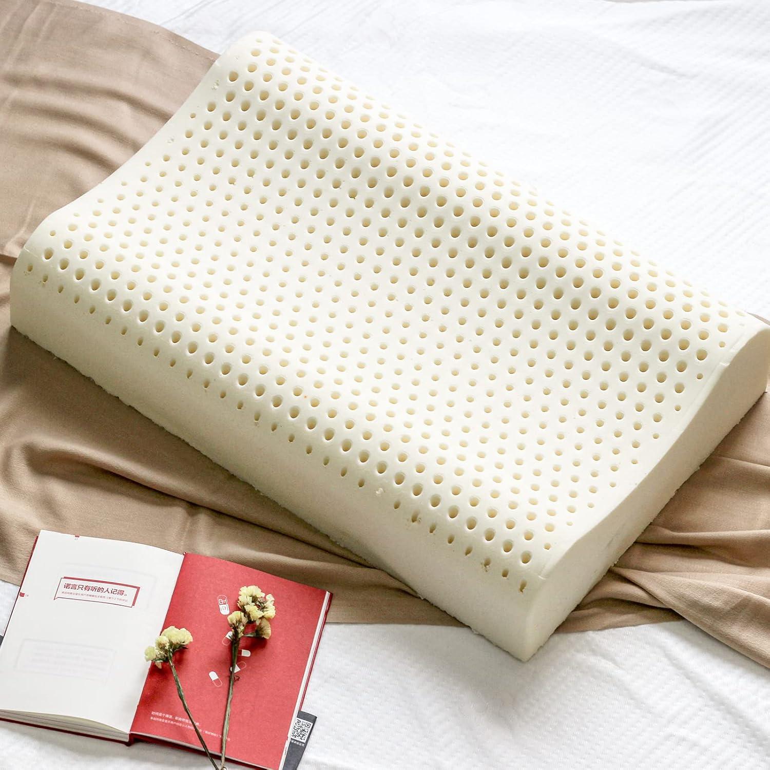 TALATEX 100% Natural Premium Latex Pillow, Adjustable Orthordic Ergonomic Dunlop Pillow Helps Relieve Pressure, Neck and Shoulder Pain, Perfect Package Best Gift