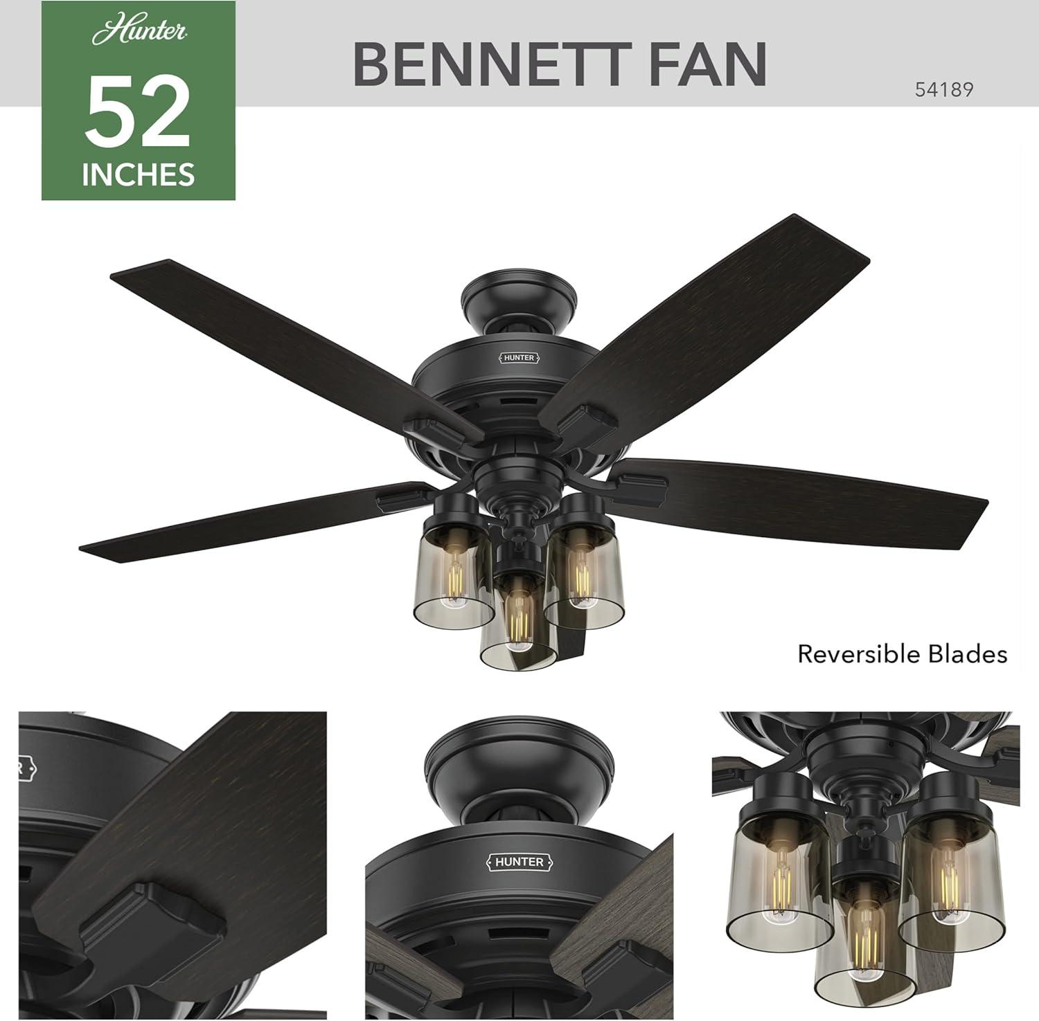 52" Bennett 5 - Blade Standard Ceiling Fan With Light Kit