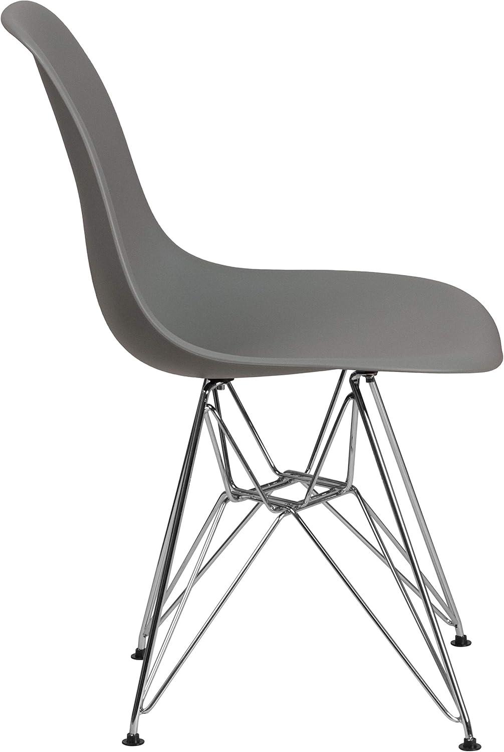 Flash Furniture Elon Series Moss Gray Plastic Chair with Chrome Base