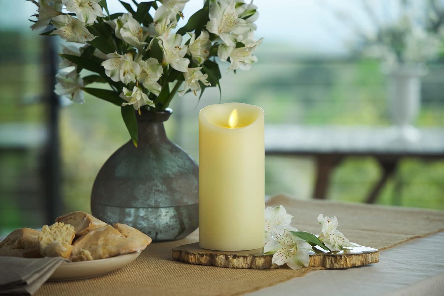 Luminara Flameless LED Candle, Moving Flame Pillar, Remote Ready, Timer, Battery Operated, Vanilla Honey Scented, Ivory (3.5 in x 7 in)