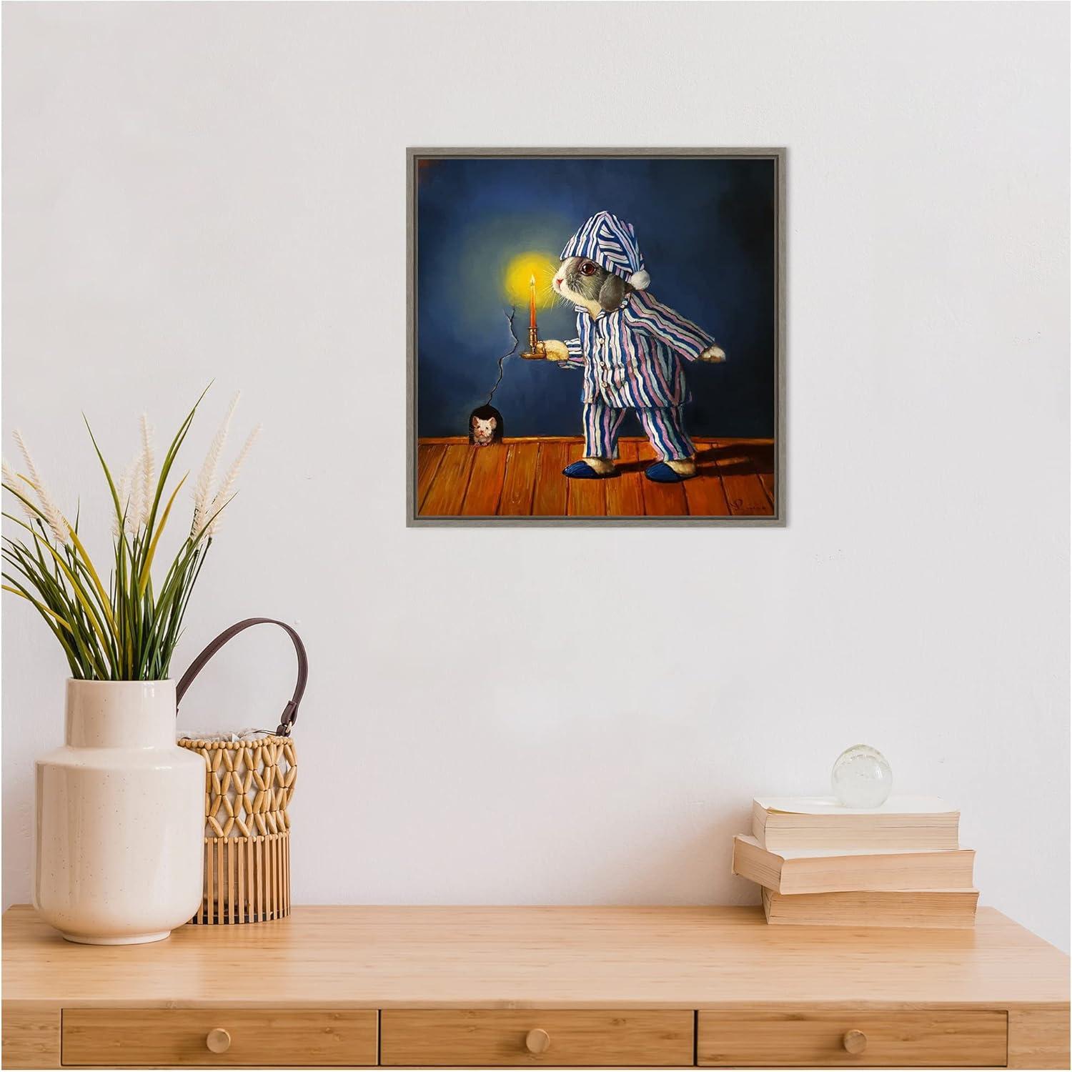 Amanti Art The Night Before Christmas Mouse by Lucia Heffernan Canvas Wall Art Print Framed 16 x 16-in.