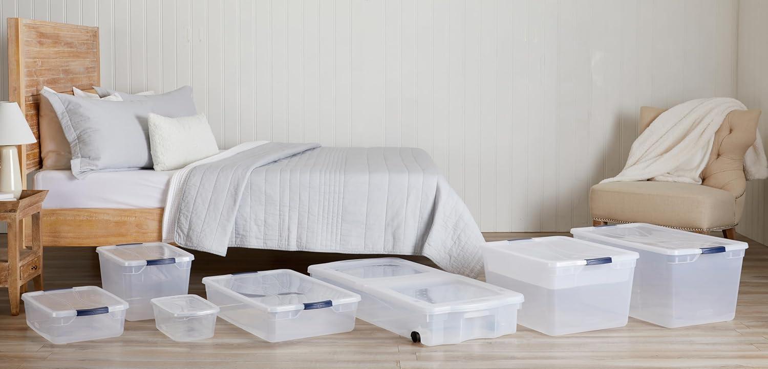 Killeryuki Cleverstore Clear 6 Qt, 12 Pack, Stackable Plastic Storage Containers with Durable Snapping Clear Lids, Visible Organization, Great for Closet, and Kitchen Storage, Organizing in the Home