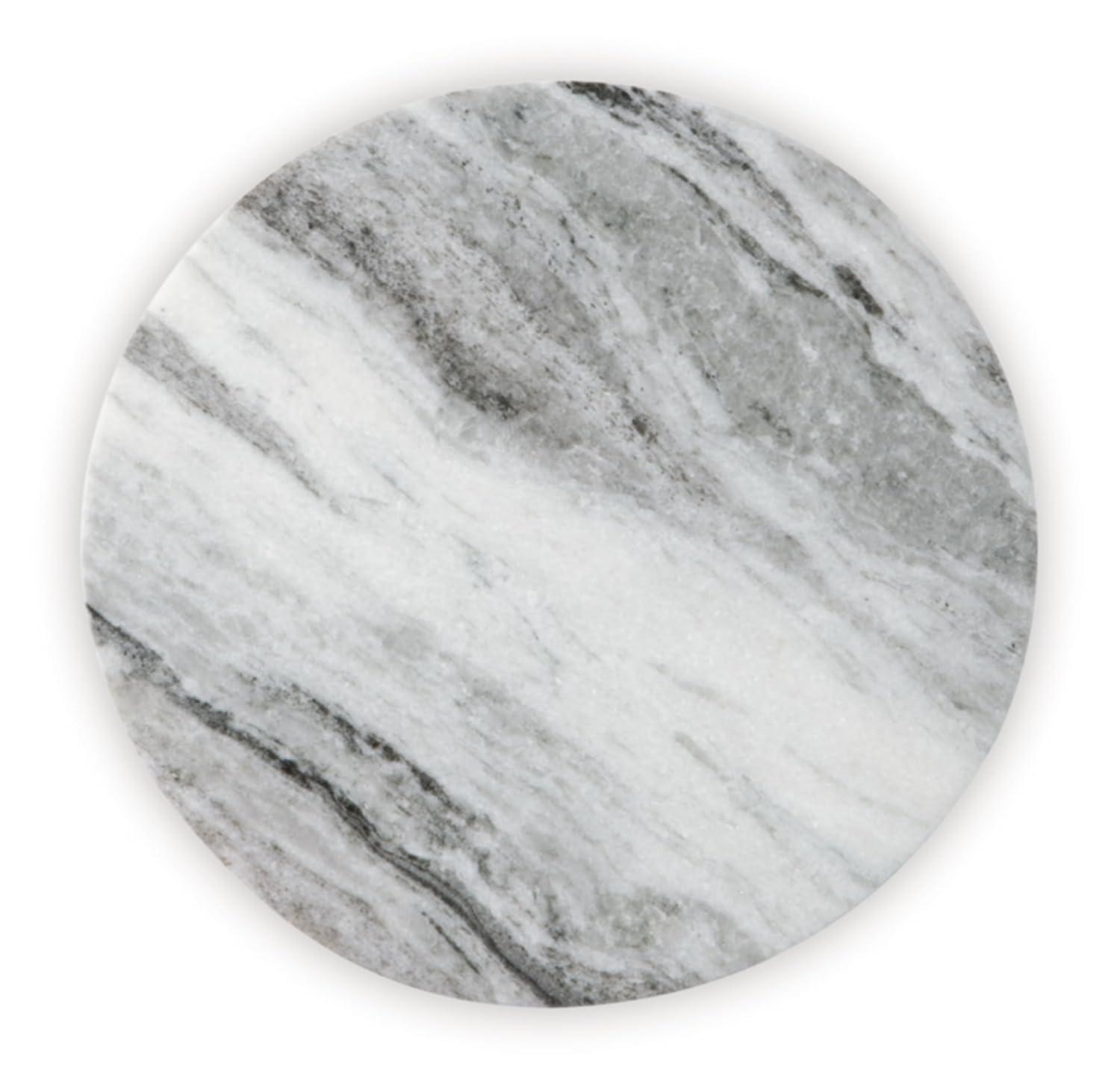 Gray Marble Round Contemporary Accent Table