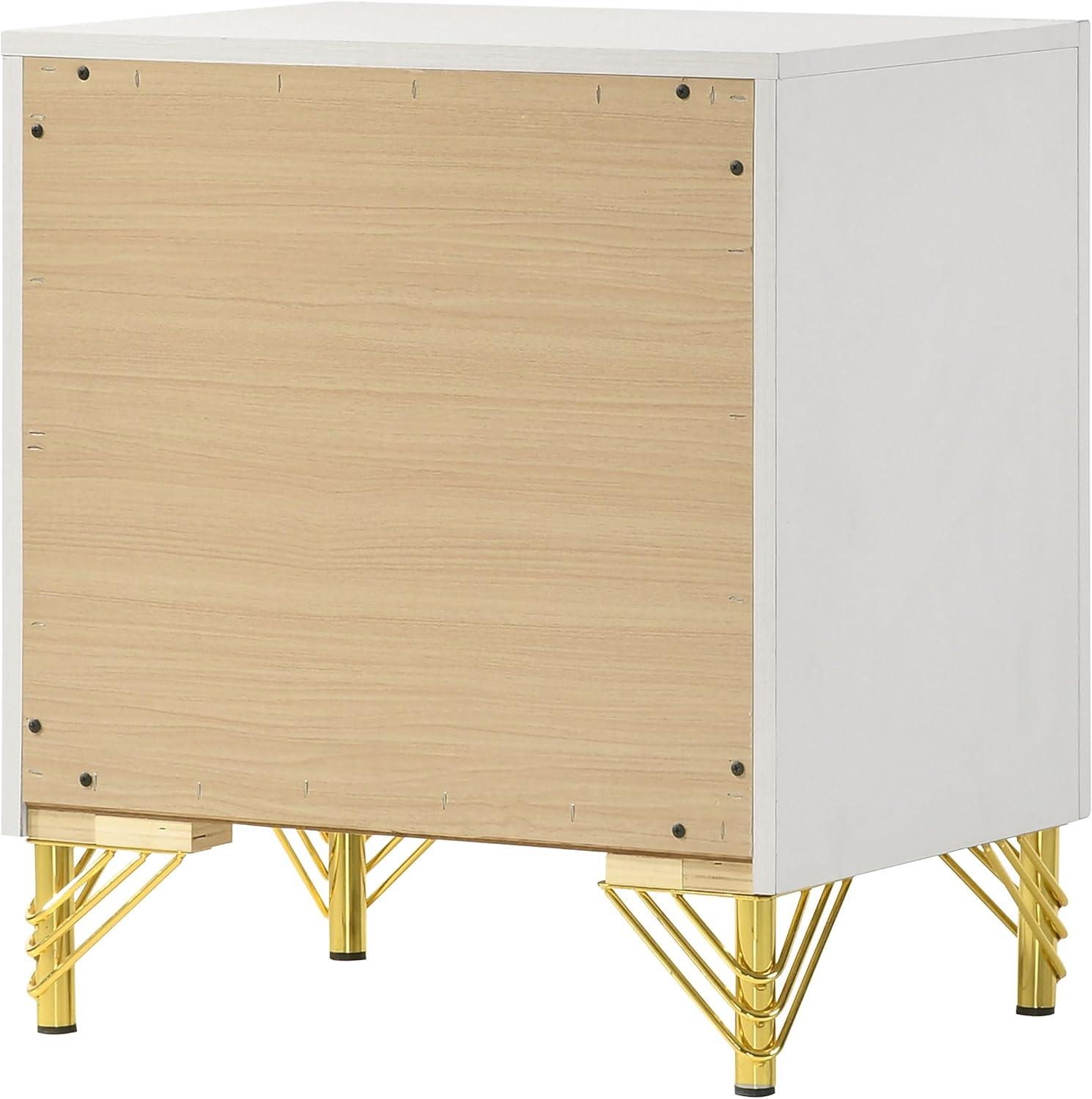 Coaster Lucia Modern 2-drawer Wood Nightstand Bedside Table White and Gold