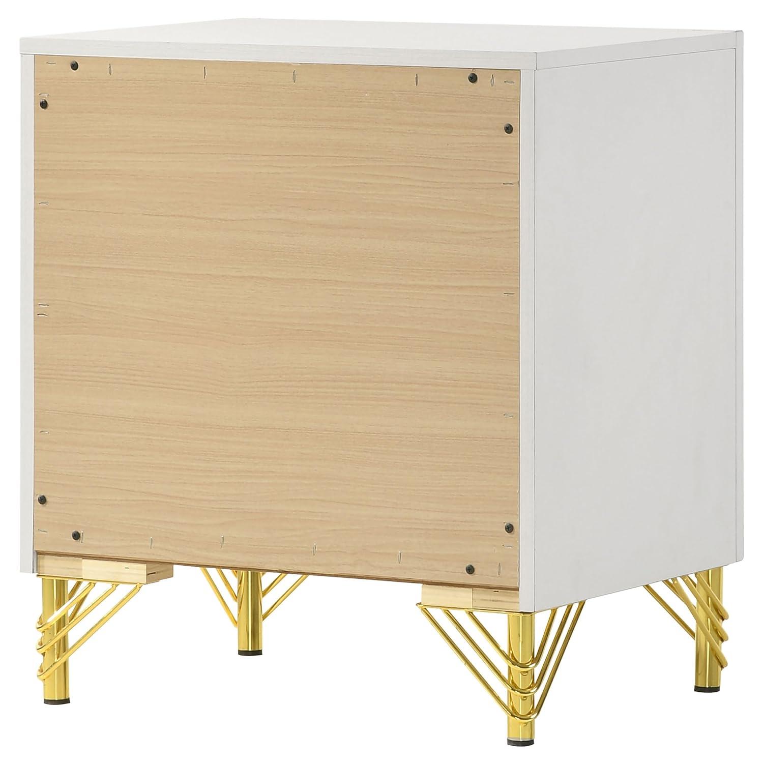 Coaster Lucia Modern 2-drawer Wood Nightstand Bedside Table White and Gold