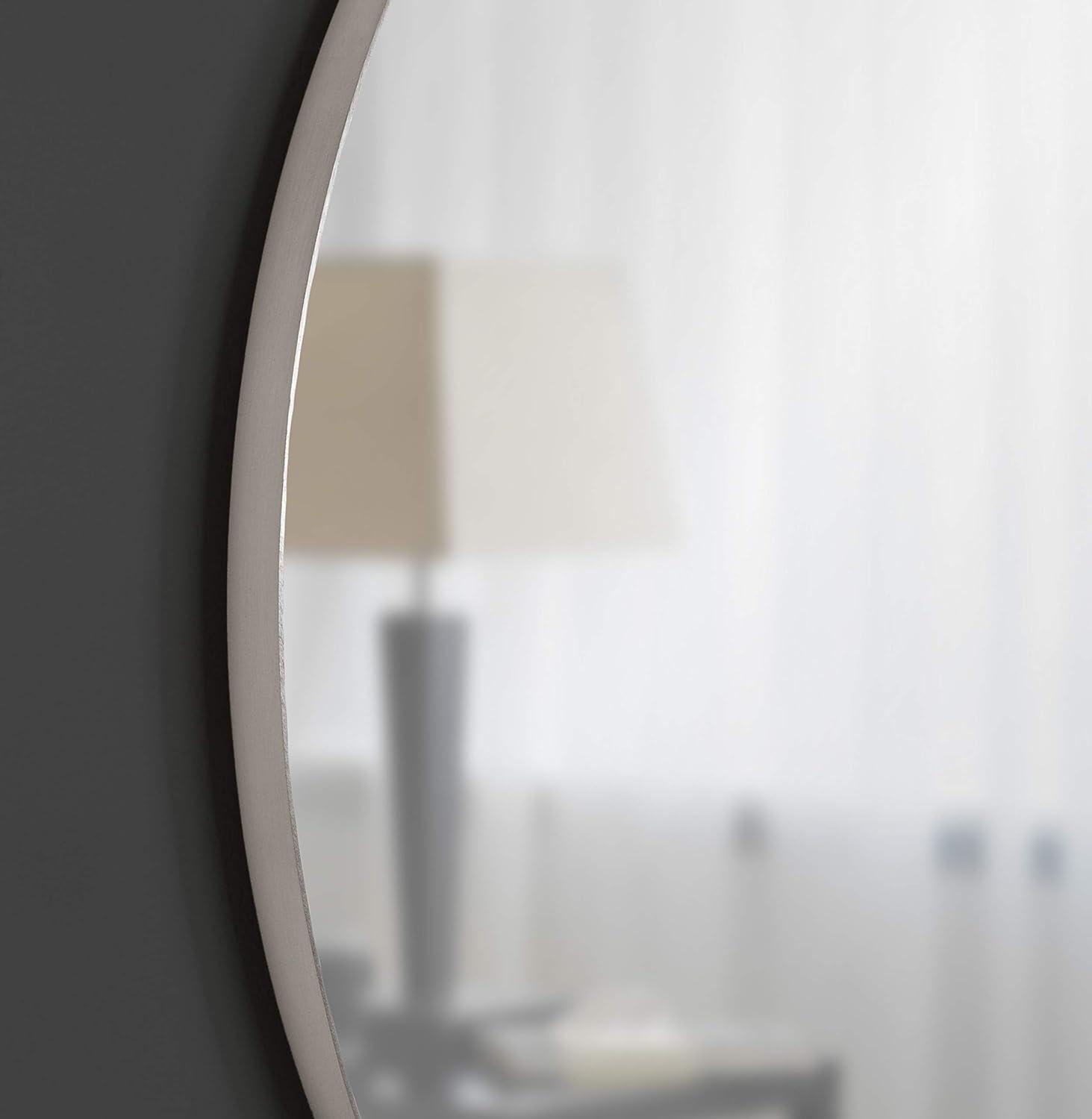 Kate & Laurel All Things Decor 28" Rollo Round Wall Mirror Silver: Modern Metal Frame, No Assembly Required