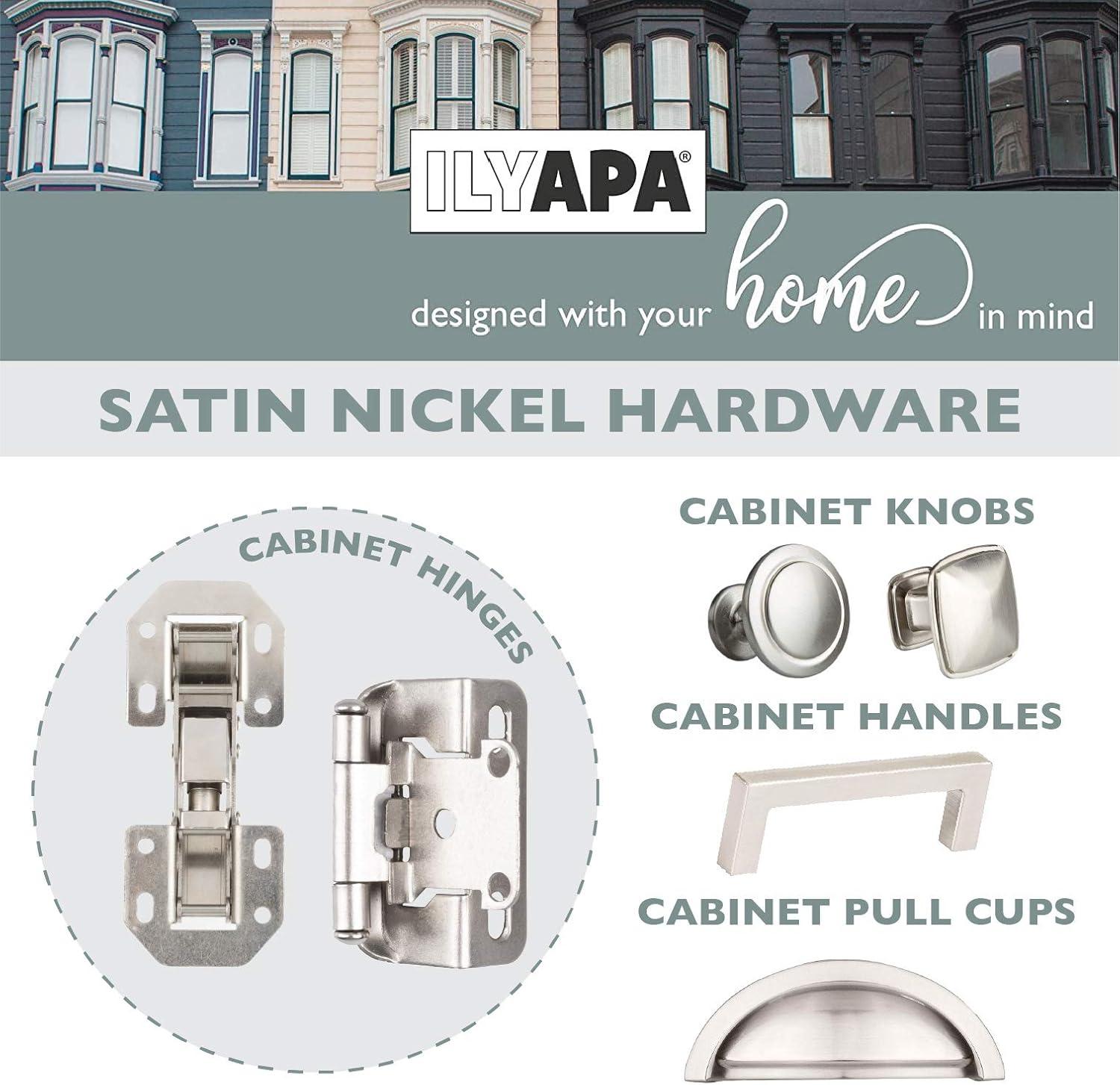 Satin Nickel 135 Degree Lazy Susan Cabinet Hinges, 2 Pack