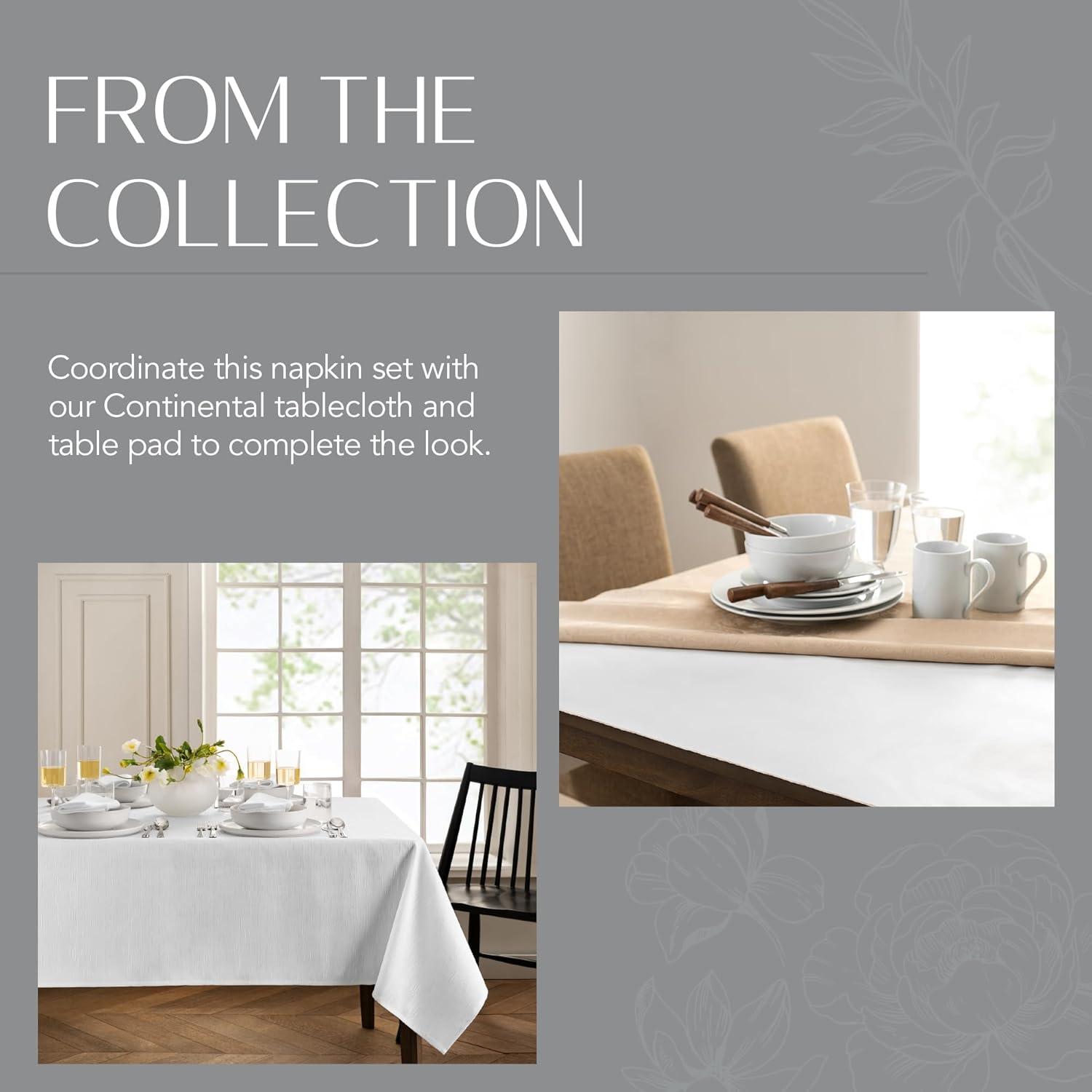 Continental Solid Texture Water and Stain Resistant Napkins, Set of 4 - 17" x 17" - White - Elrene Home Fashions